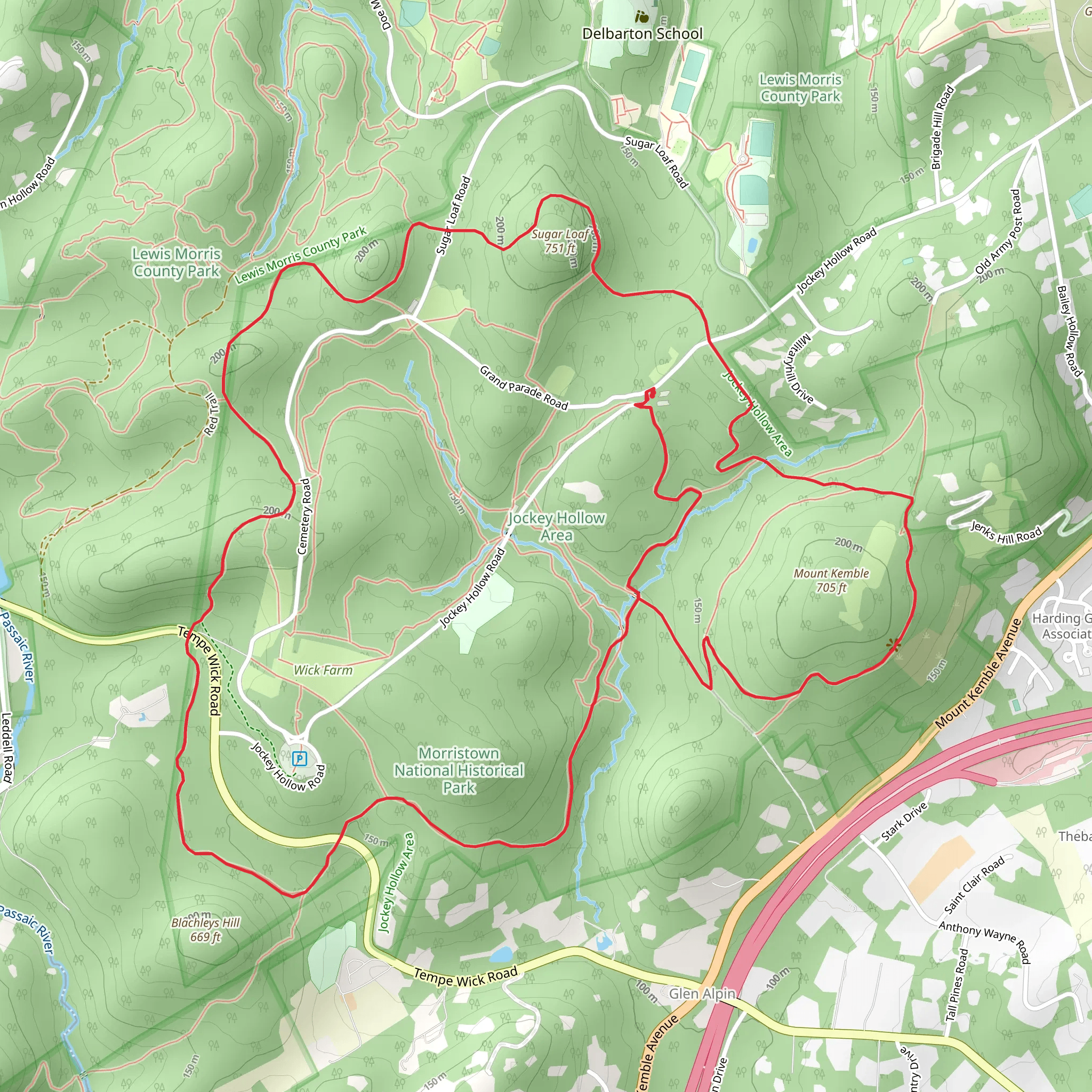 Patriots' Path, Grand and Blue Loop Trail mobile static map
