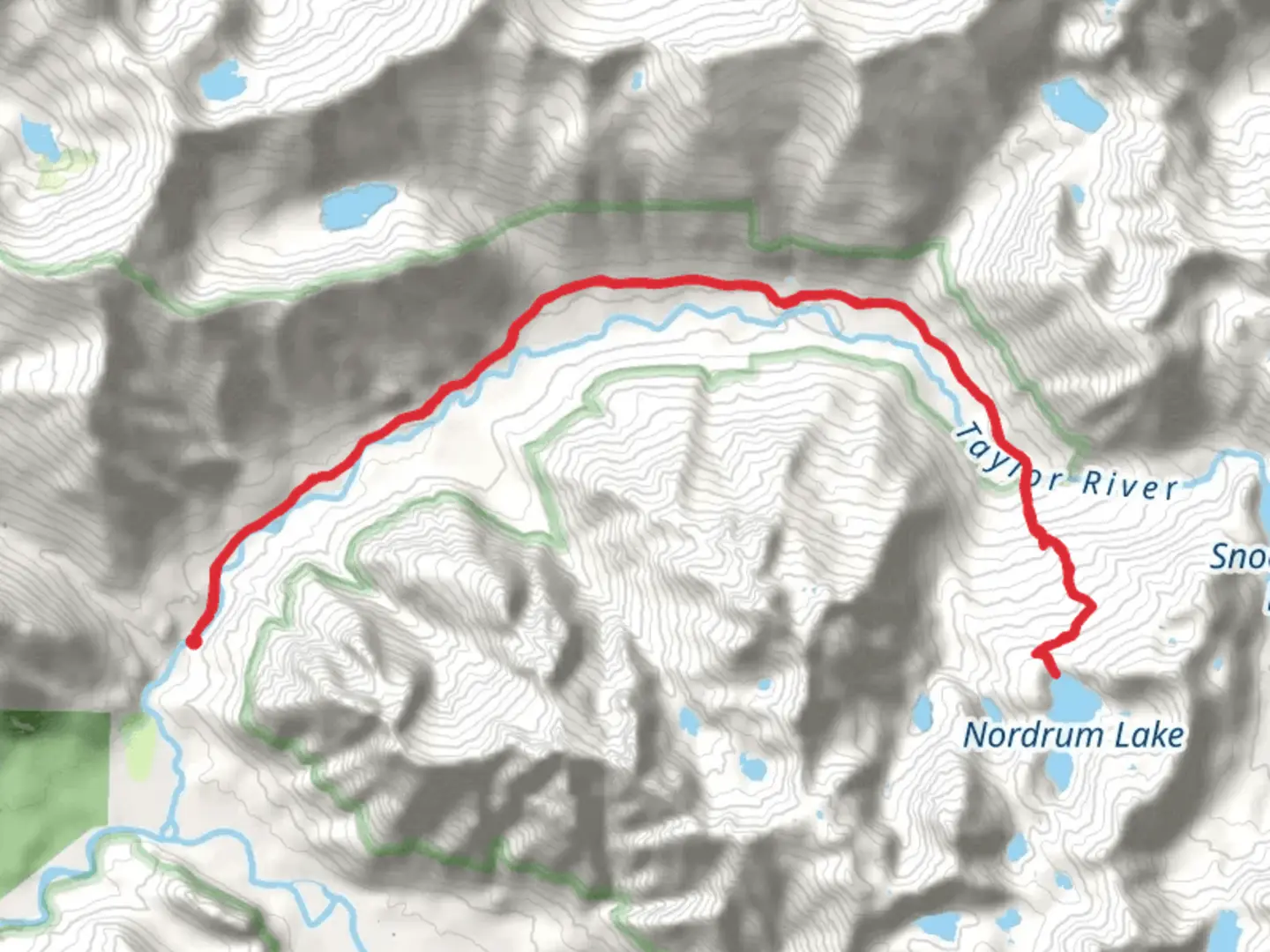 An image depicting the trail Nordrum Lake via Snoqualmie Lake Trail and its surrounding area.