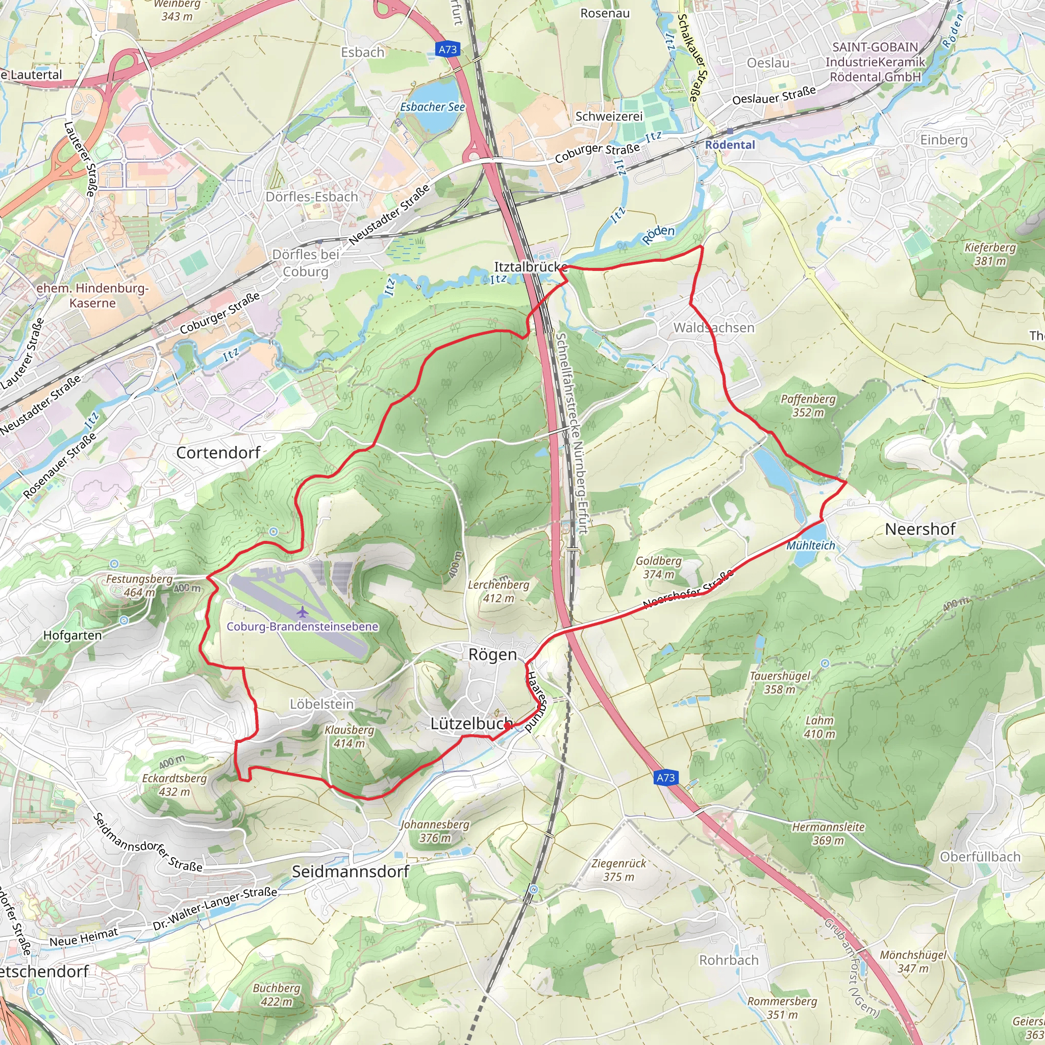 Muehlteich via Emil-Raedlein Weg and Carl-Escher Weg mobile static map