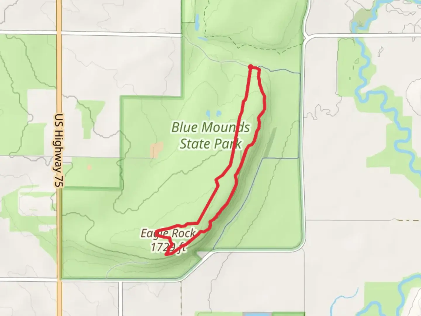 An image depicting the trail Mound and Lower cliffline Loop Trail and its surrounding area.