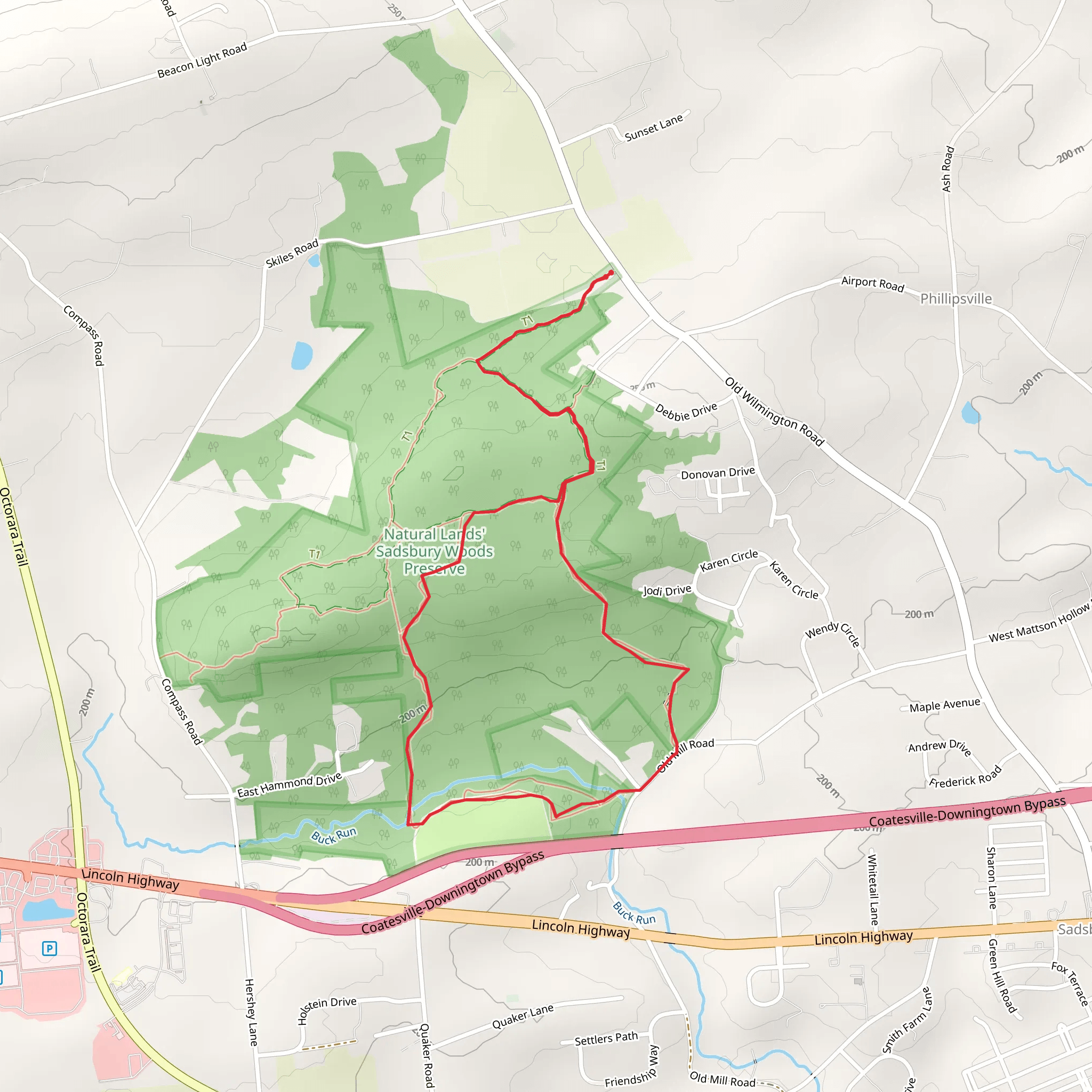 Sadbury Wood Loop mobile static map