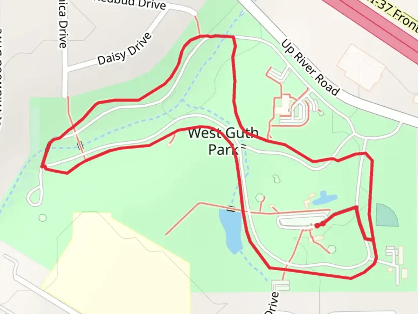 An image depicting the trail West Guth Park Loop and its surrounding area.