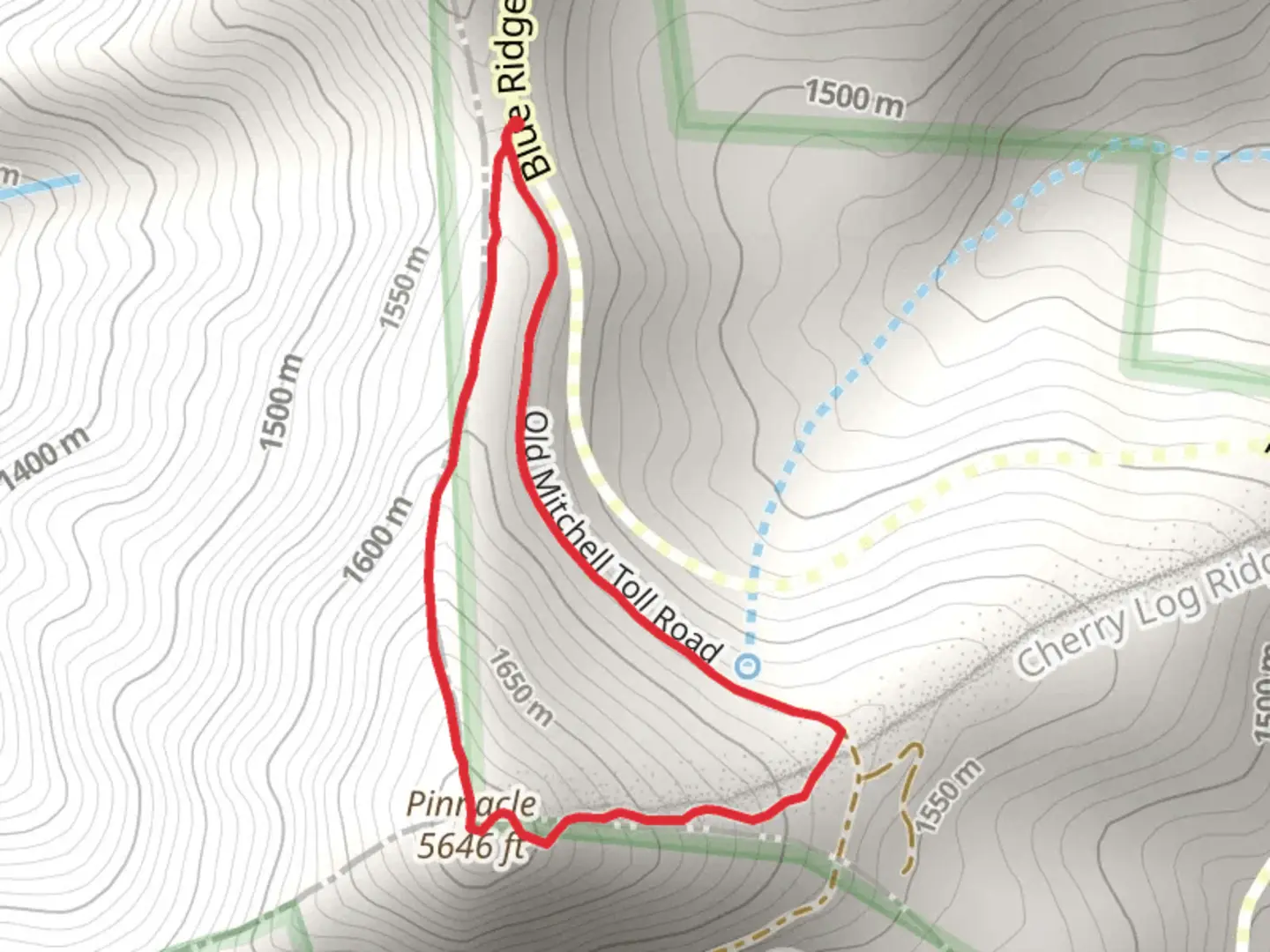 An image depicting the trail Old Mitchell Toll Road - Pinnacle Loop Trail and its surrounding area.