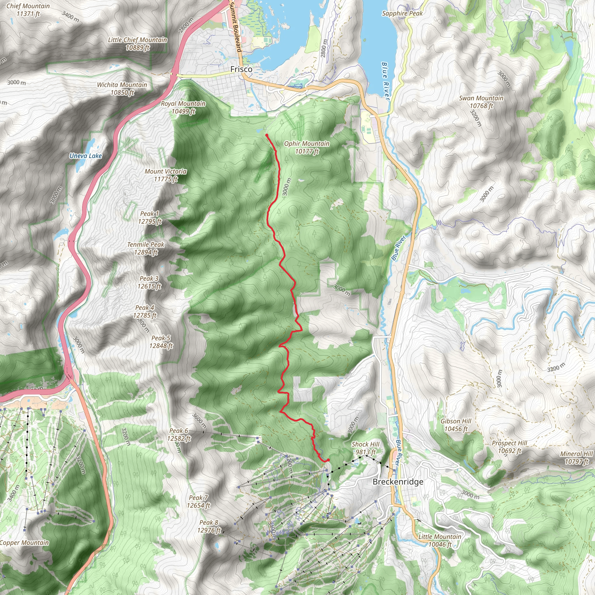 Peaks Trail via CDT mobile static map