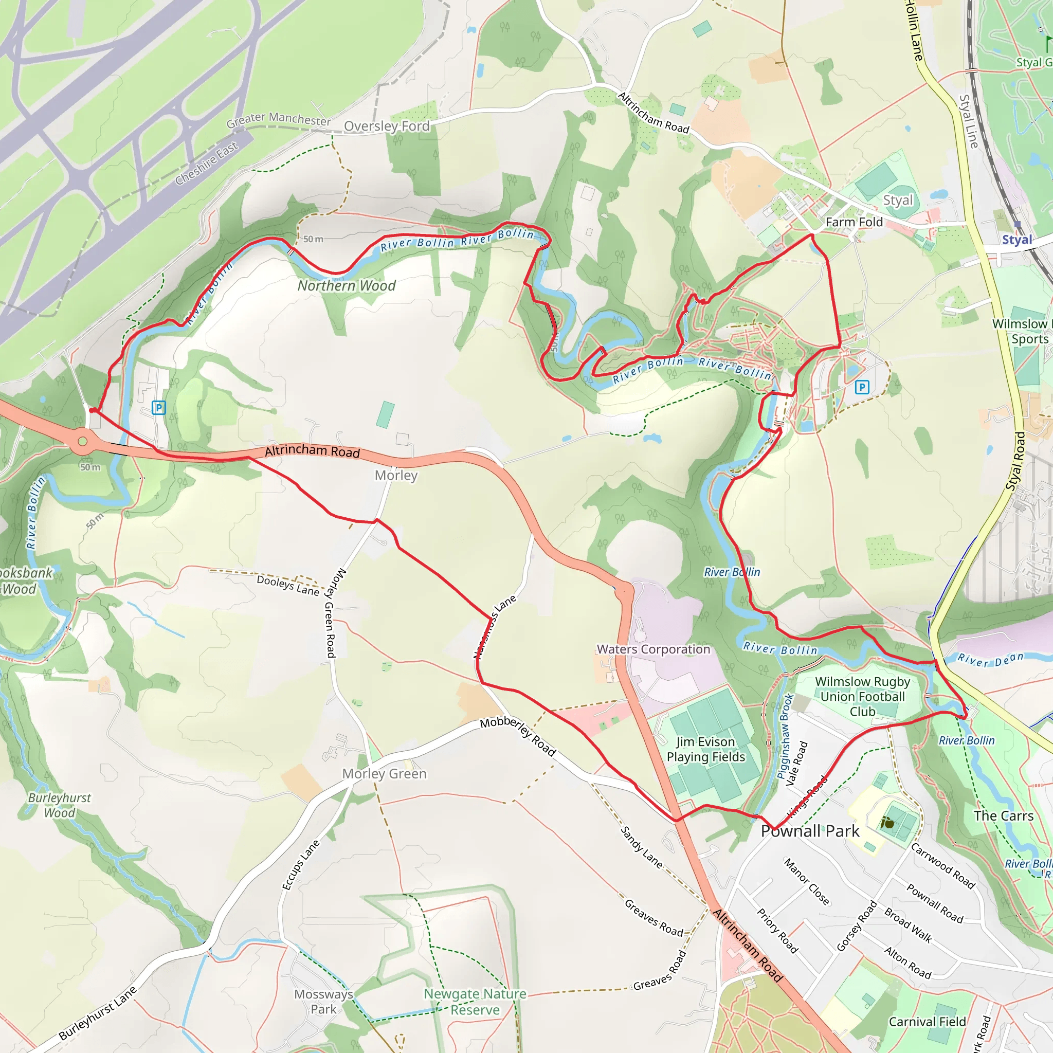 River Bollin and Northern Wood Loop mobile static map