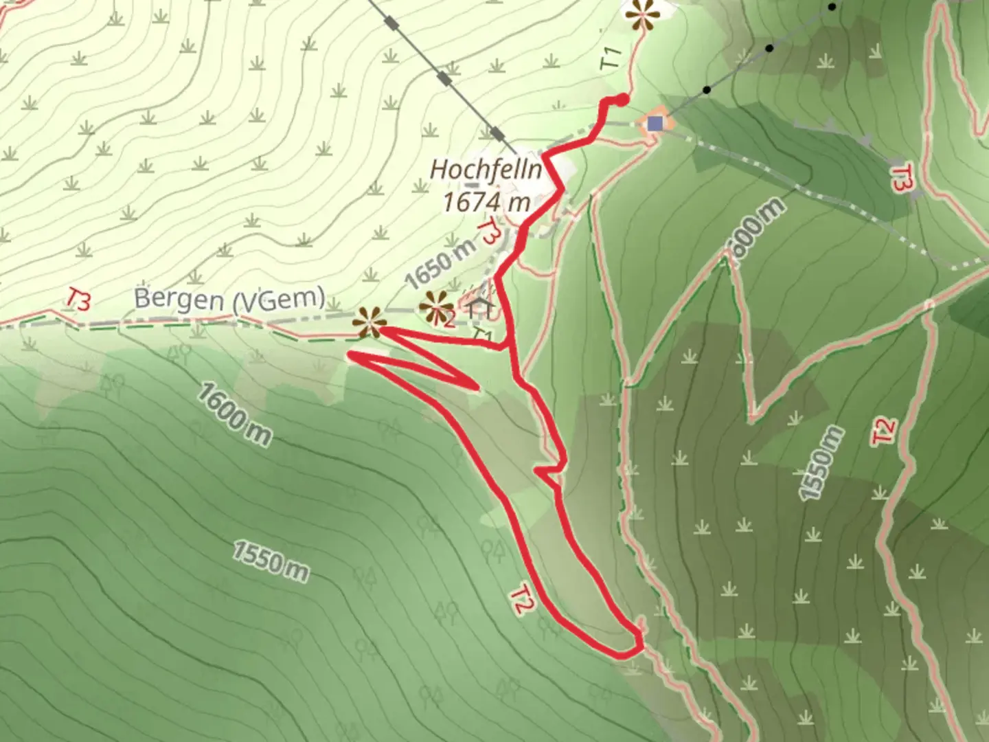 An image depicting the trail Maximiliansweg in Hochfelln and its surrounding area.