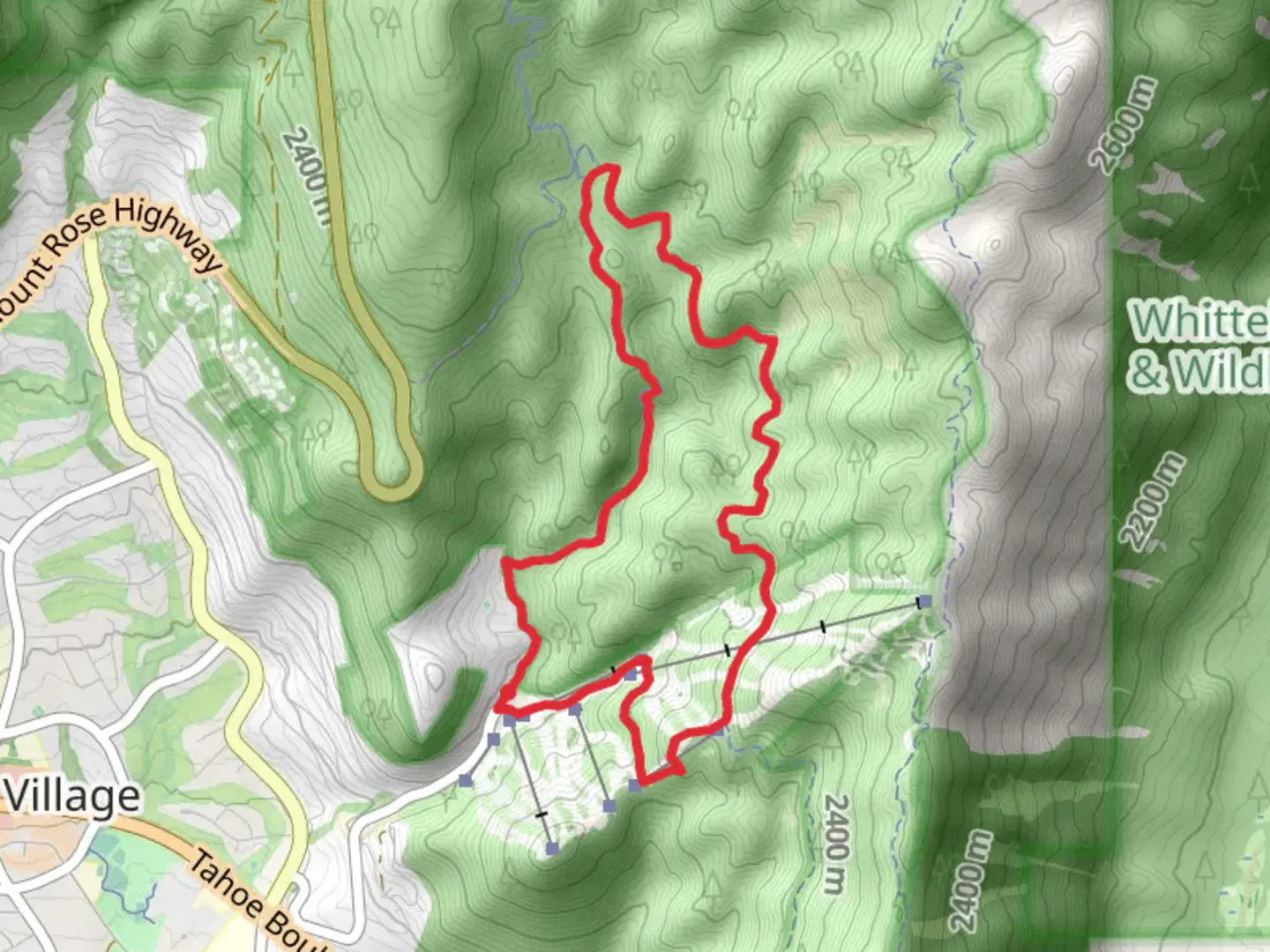 An image depicting the trail Tyrolean Downhill and Incline Flume Loop Trail and its surrounding area.