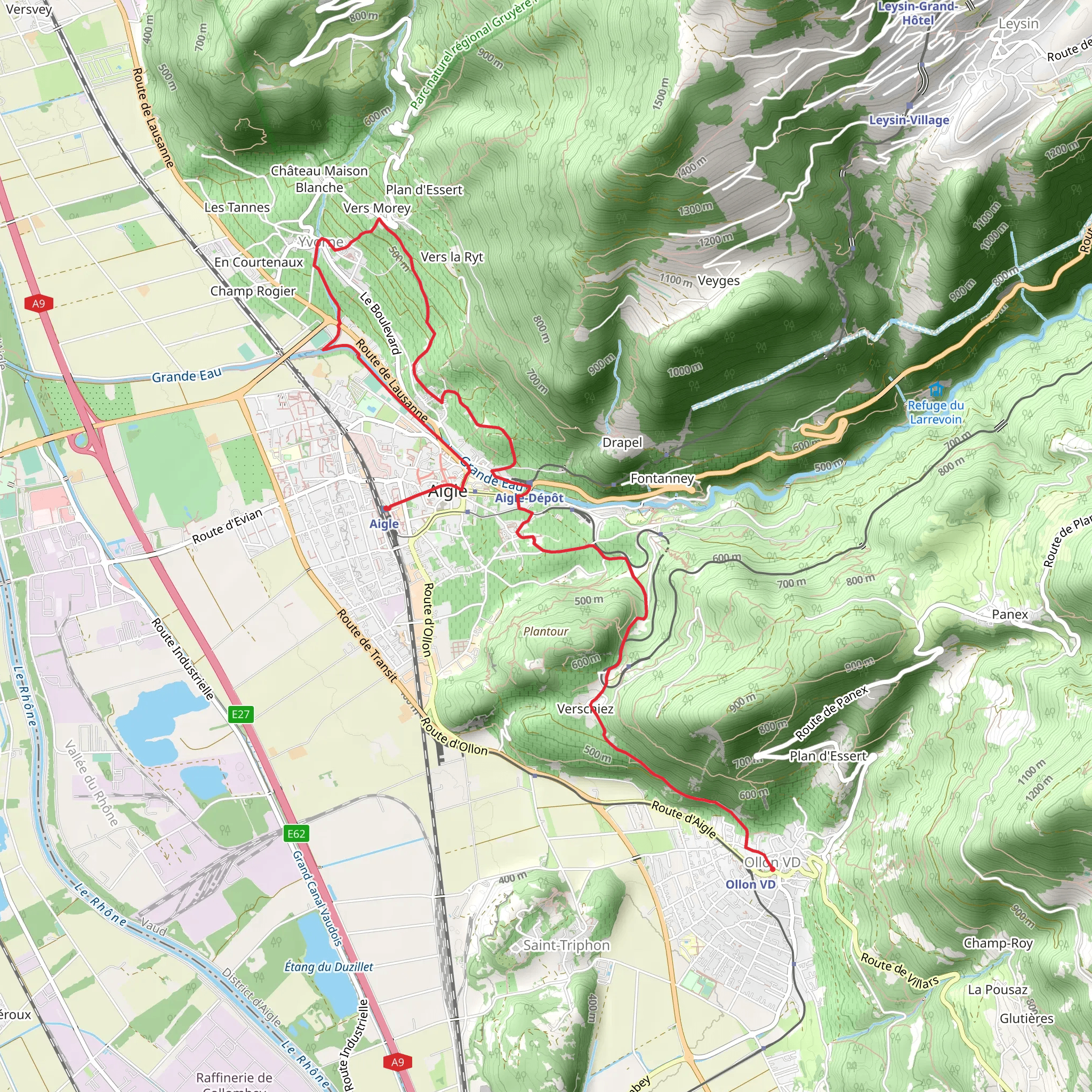 Aigle Vineyard Walk mobile static map