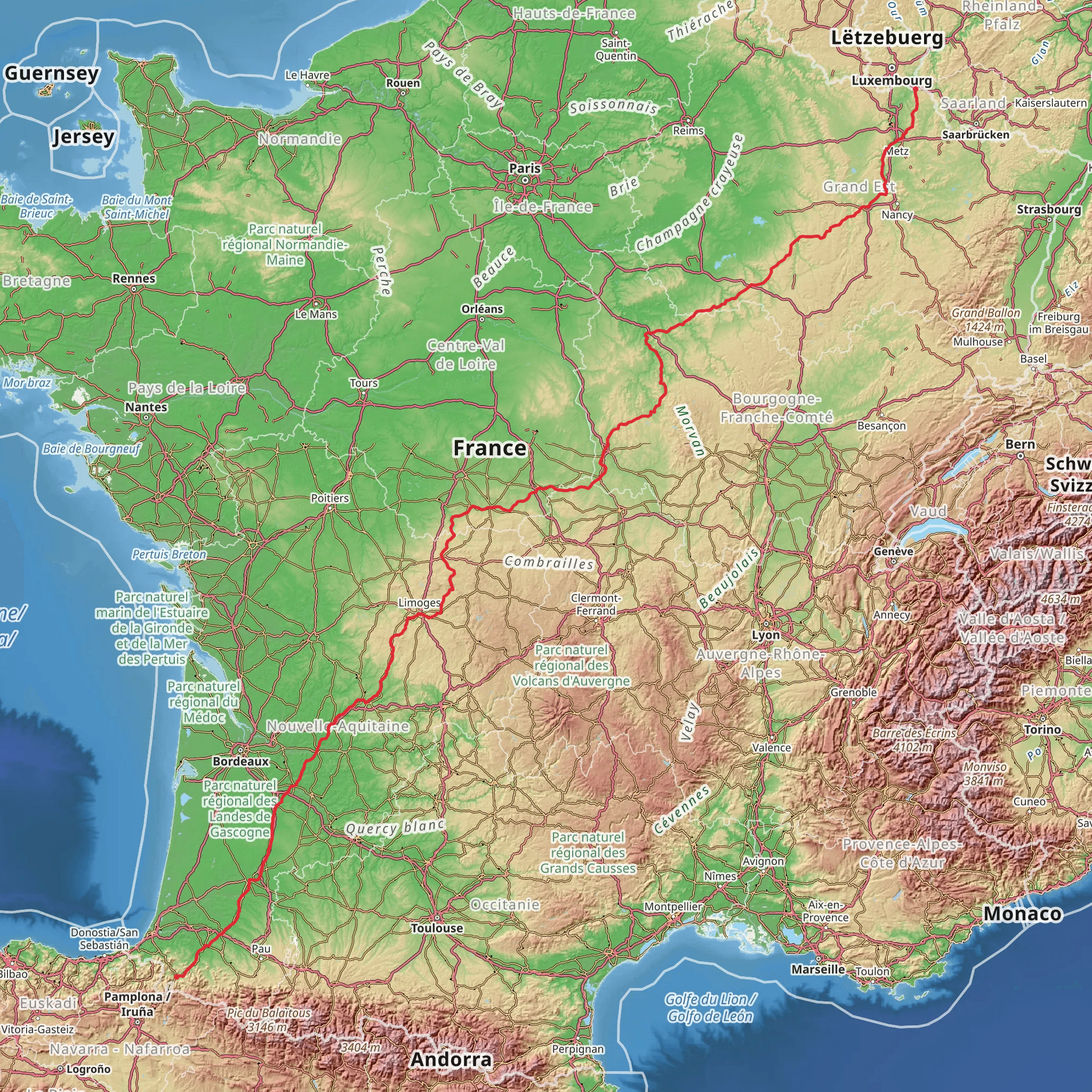 Camino Perl-Saint Jean Pied de Port via Vézelay mobile static map