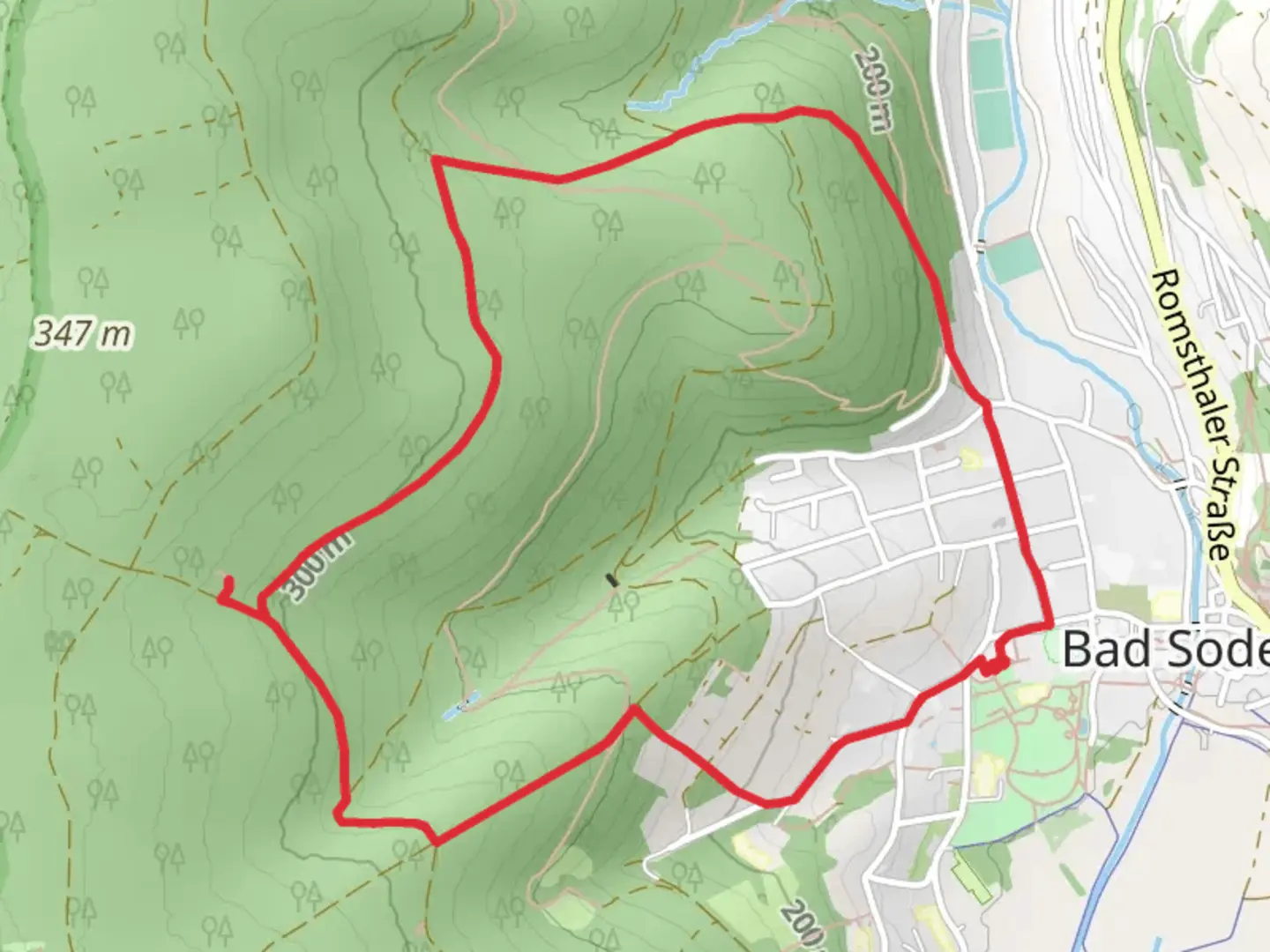An image depicting the trail Reutzenberg and Wilde Manner Loop and its surrounding area.
