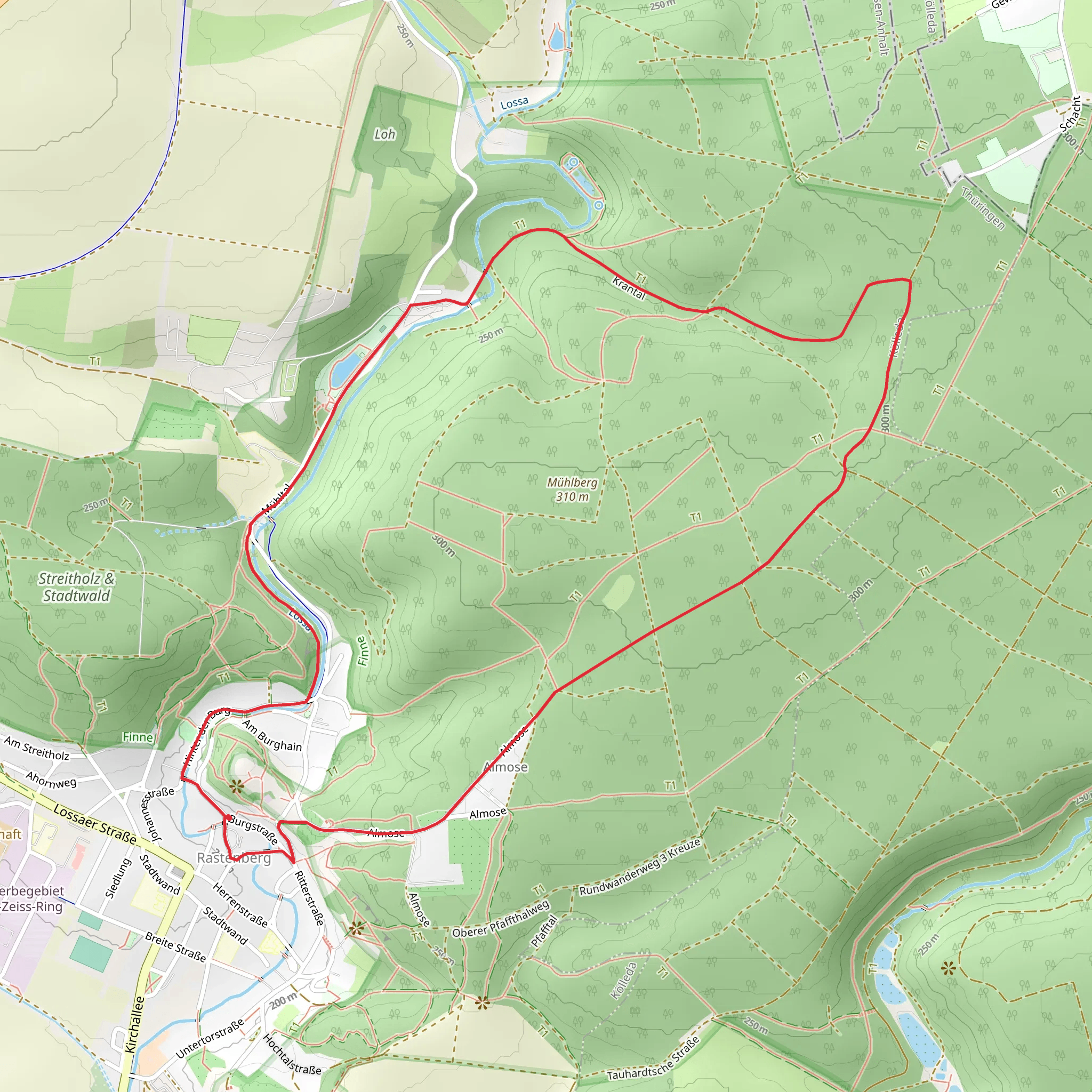 Finnewanderweg Variante and Naturlehpfad Rastenberg mobile static map