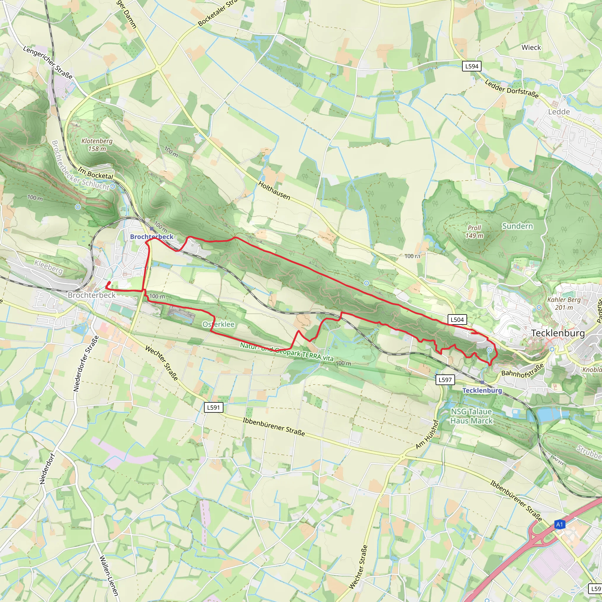 Brochterbeck and Bismarckturm Loop via Teutoschleife Tecklenburger Bergpfad mobile static map