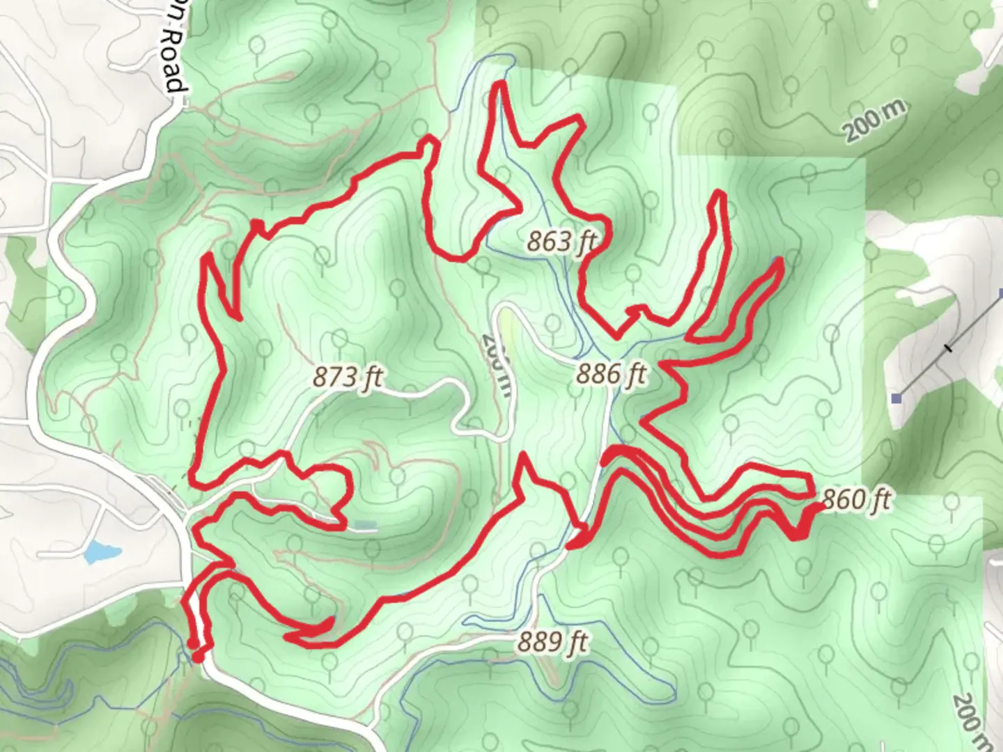 An image depicting the trail DeClue Trail, Beulah Trail and Eagle Valley Loop Trail and its surrounding area.