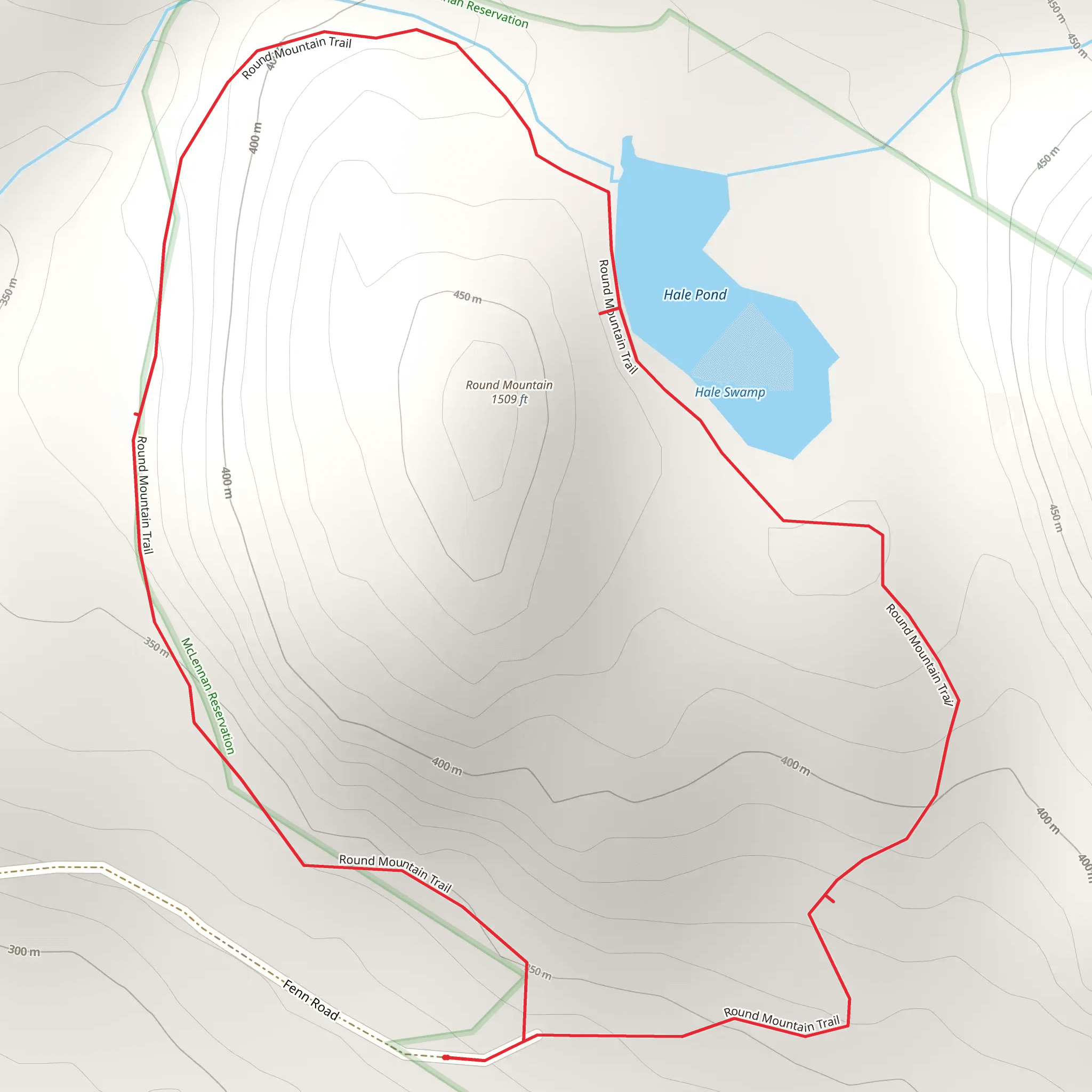 Round Mountain and Hale Pond Loop mobile static map