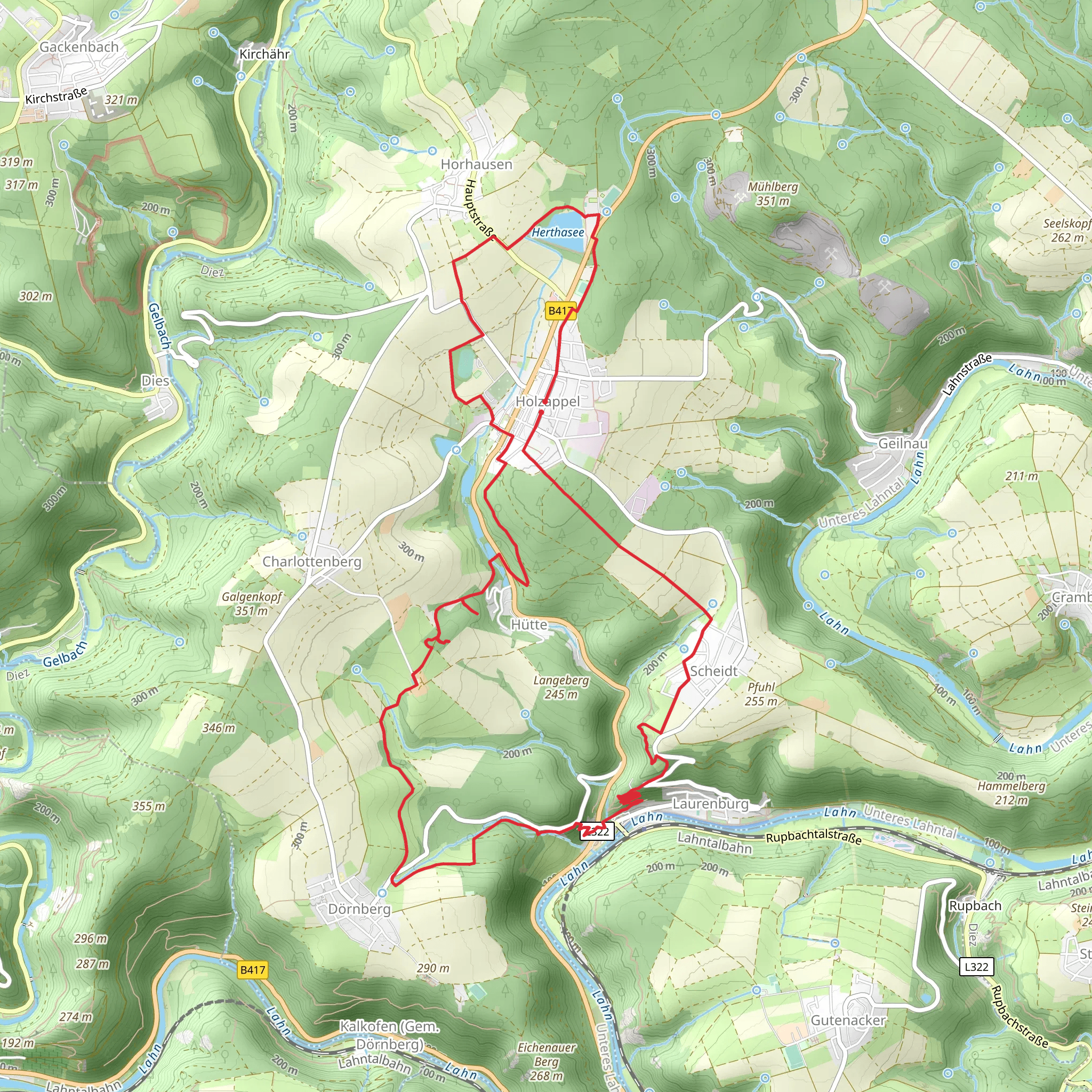Burgweg and Grubenwanderweg mobile static map