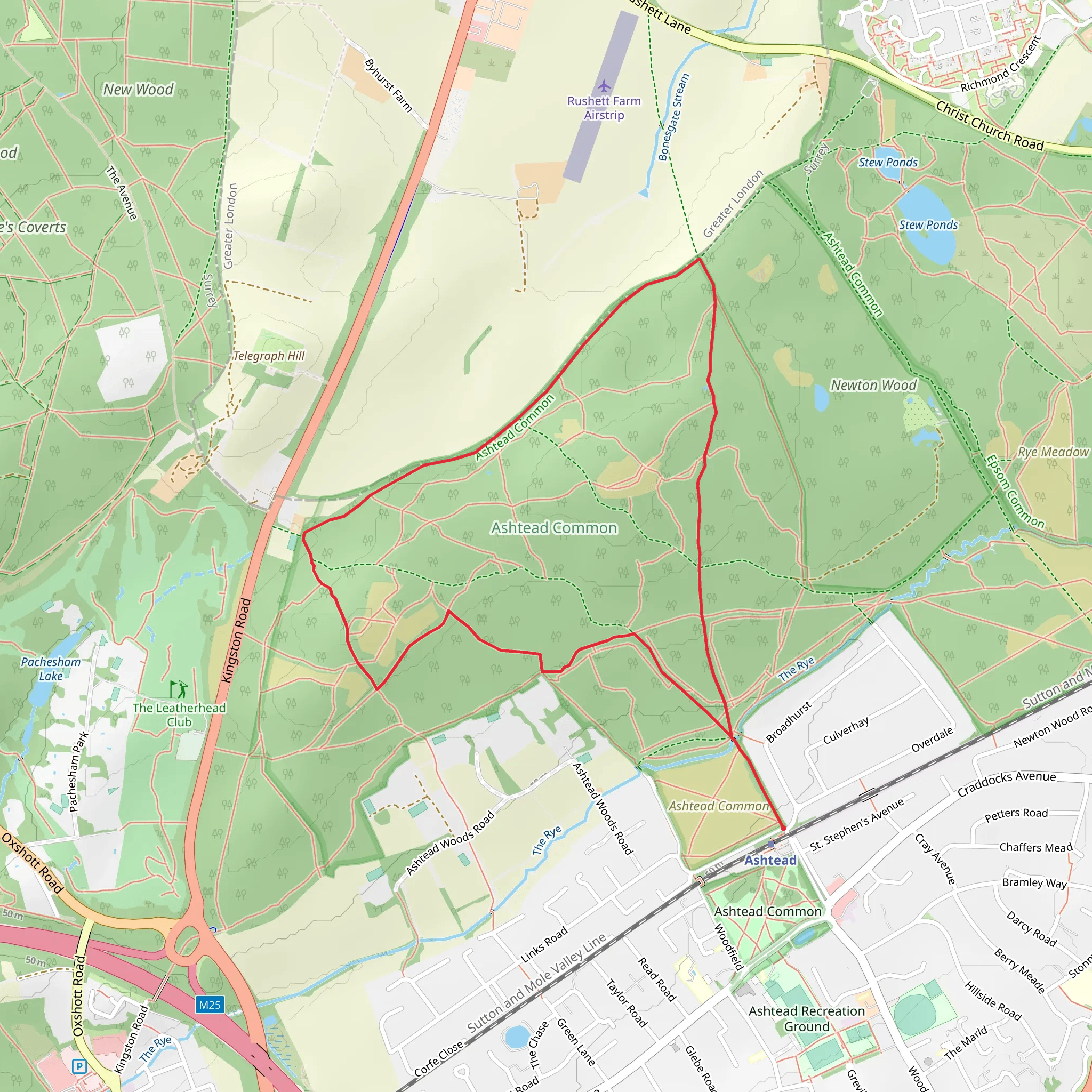 Ashtead Common National Nature Reserve Loop mobile static map
