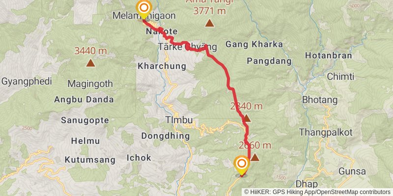 Helambu Trek stage 5 Map