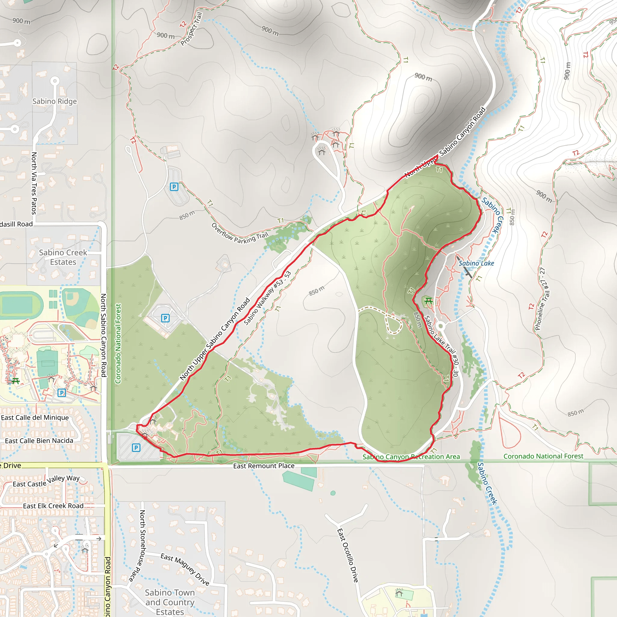 Sabino Canyon Recreation Area Loop mobile static map