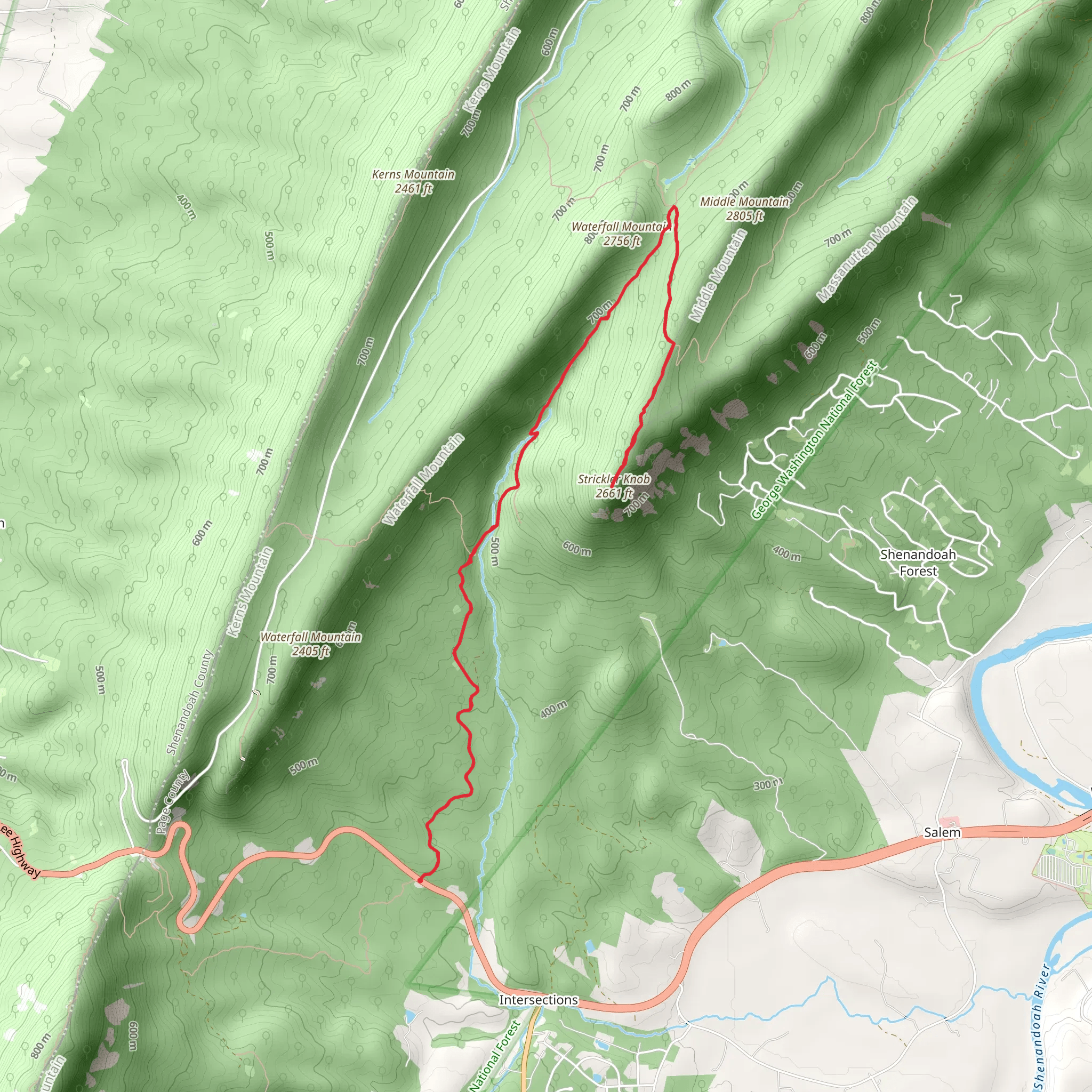 Strickler Knob via Massanutten Connector Trail mobile static map