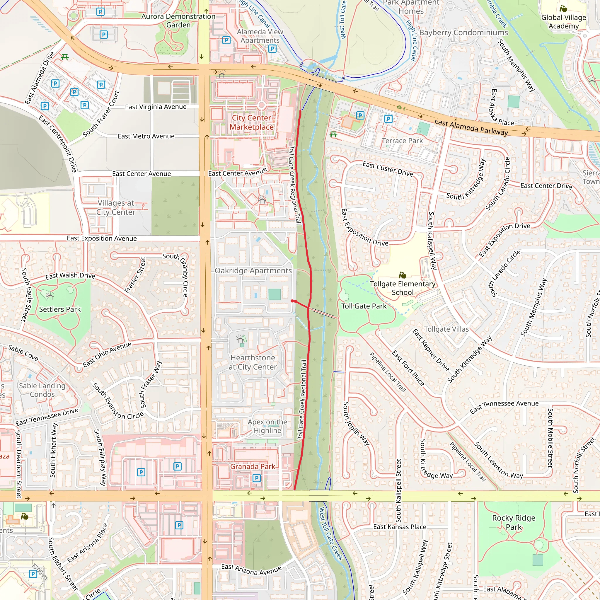 Toll Gate Creek Regional Trail mobile static map