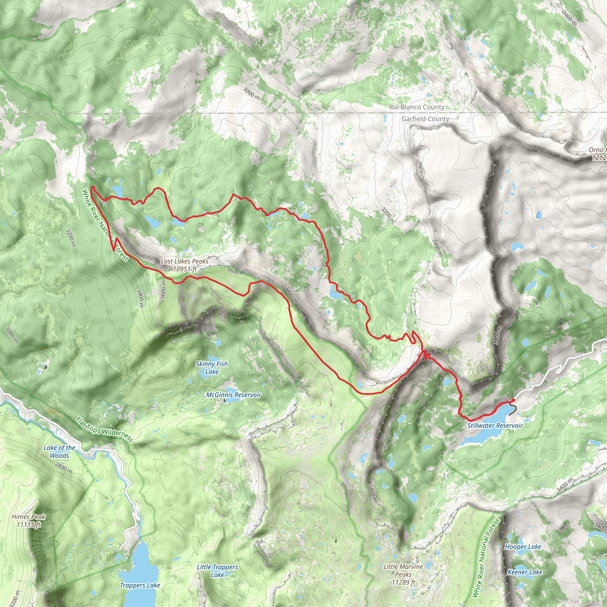 East Fork, Lost Lakes and Chinese Wall Loop Trail mobile static map