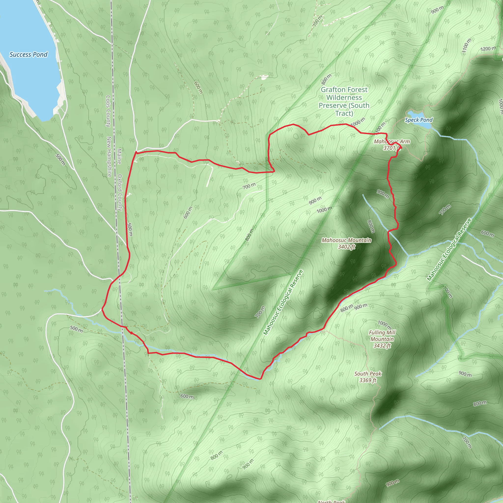 Mahoosuc Mountain and Mahoosuc Arm Loop Trail mobile static map