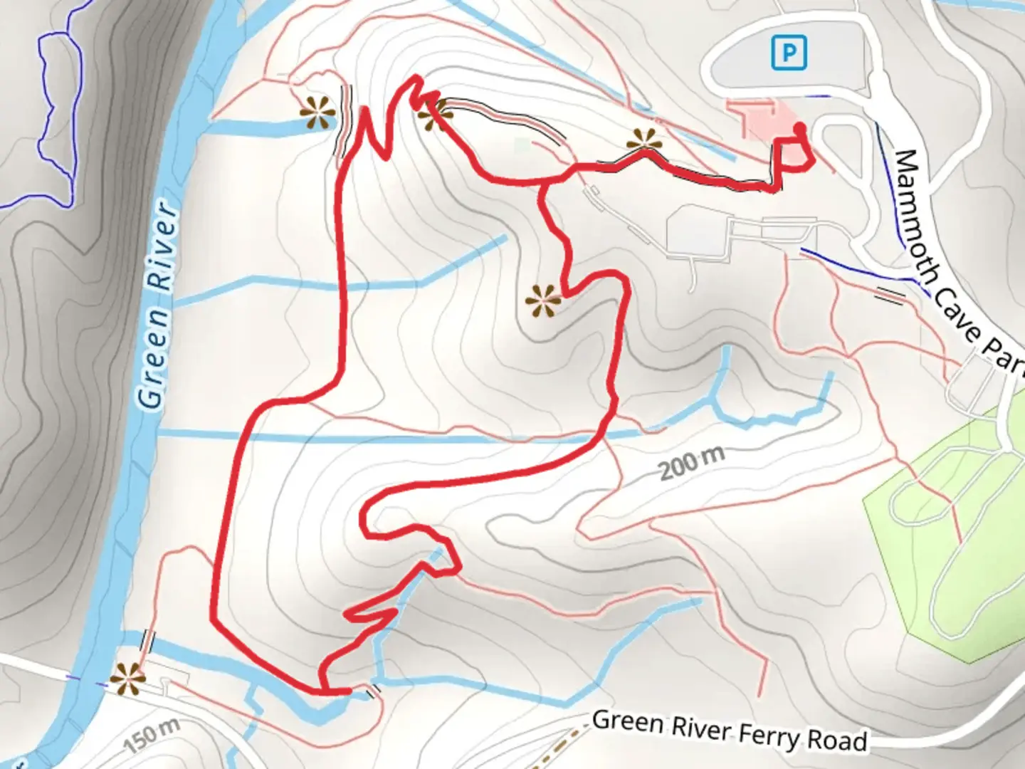 An image depicting the trail Green River - Echo River Spring Trail and its surrounding area.