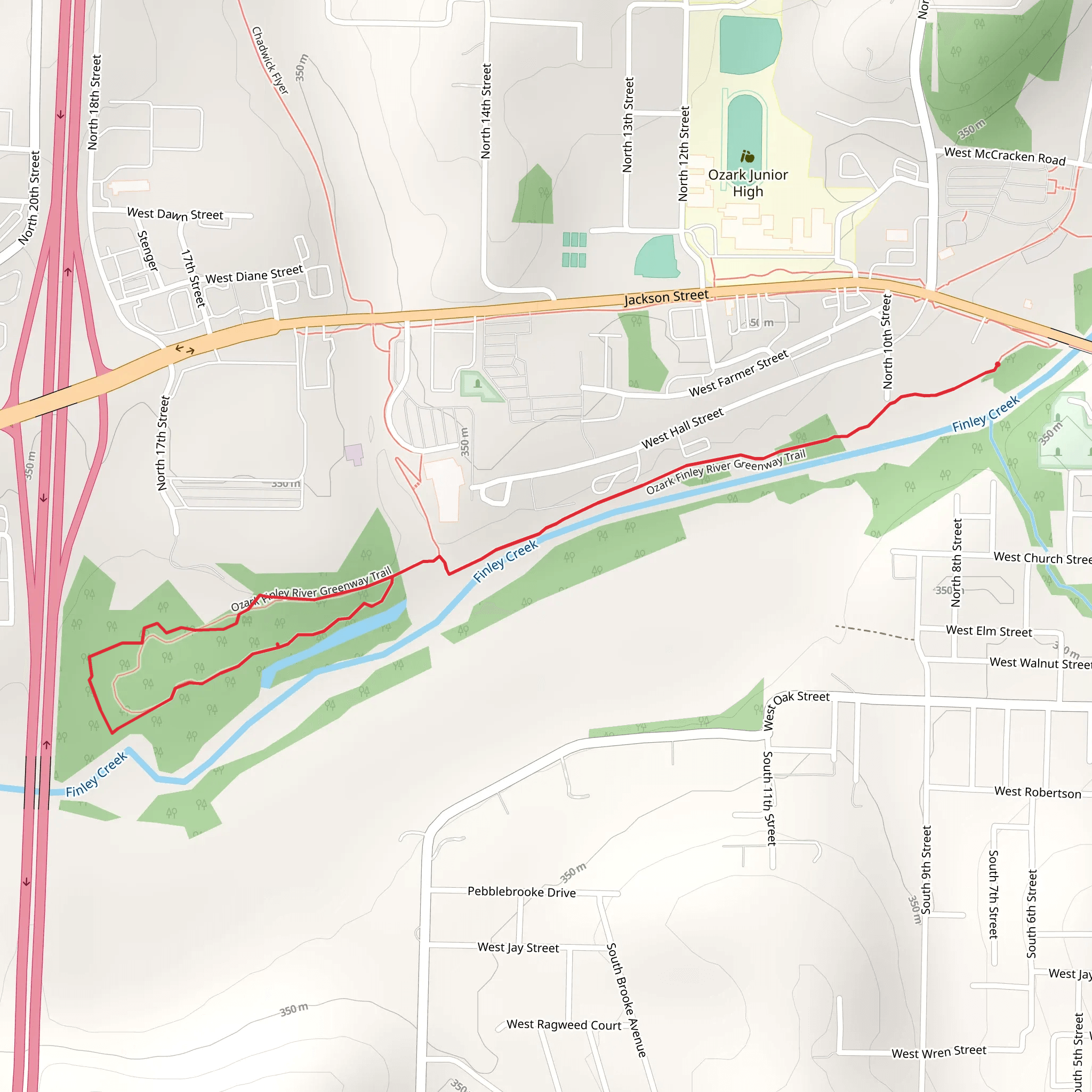 Ozark Finley River Greenway Trail mobile static map