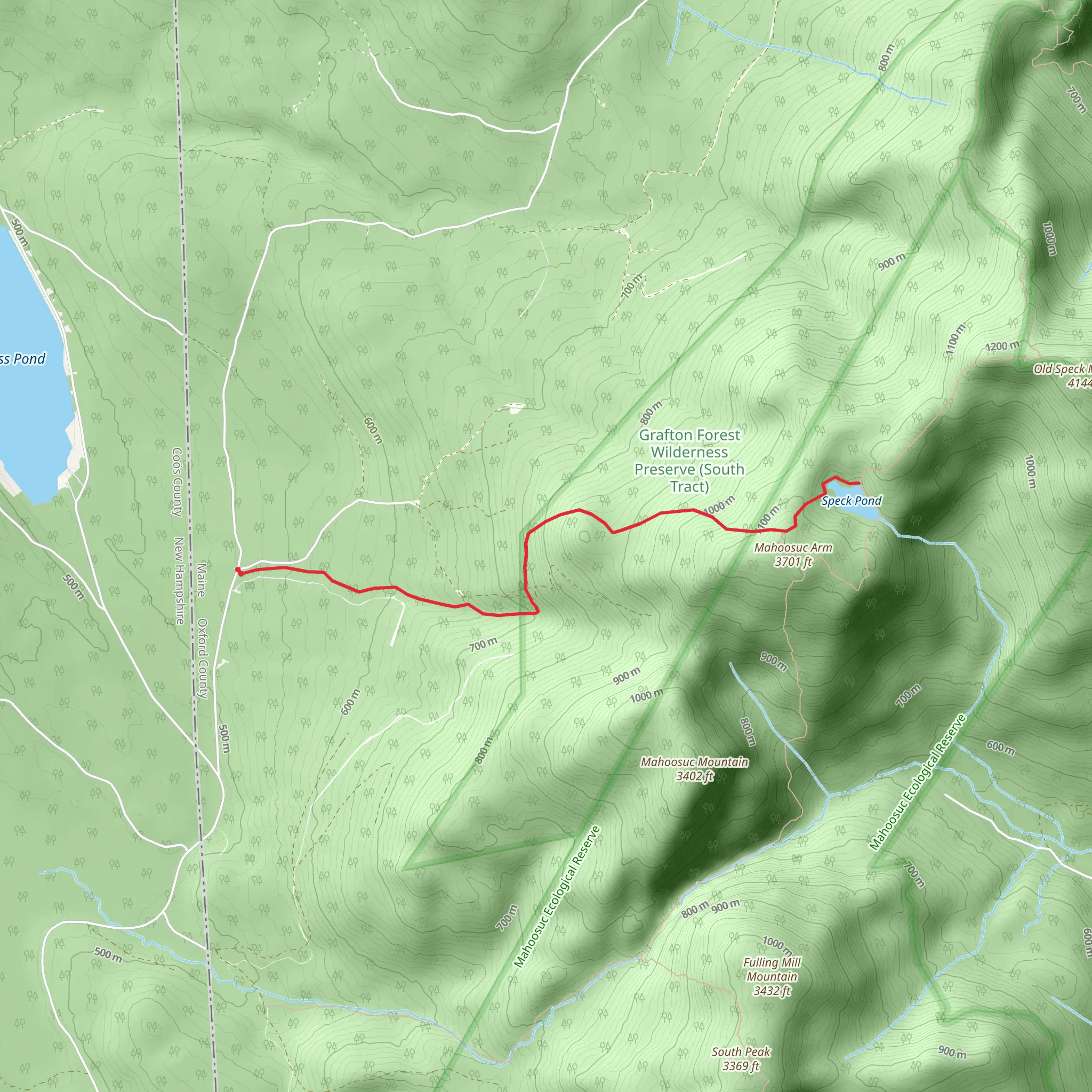 Speck Pond Trail mobile static map