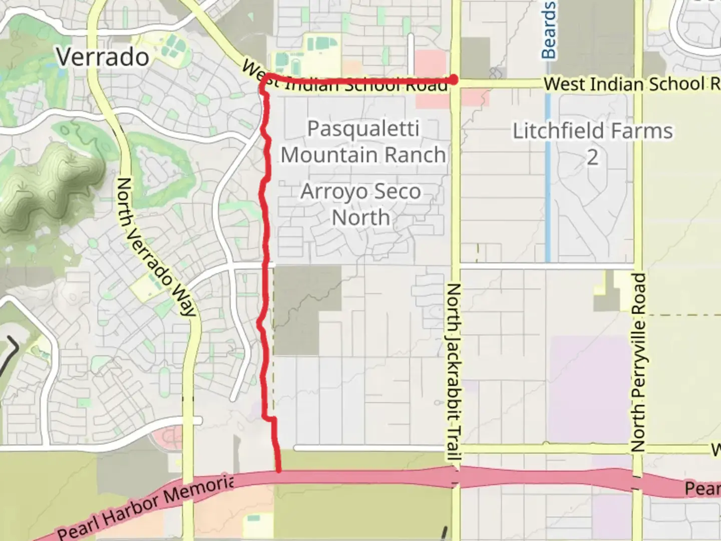An image depicting the trail Maricopa Trail from North 195th Avenue and its surrounding area.