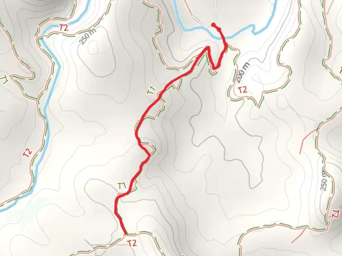 An image depicting the trail Whispering Pine Trail and White Connector 3 and its surrounding area.