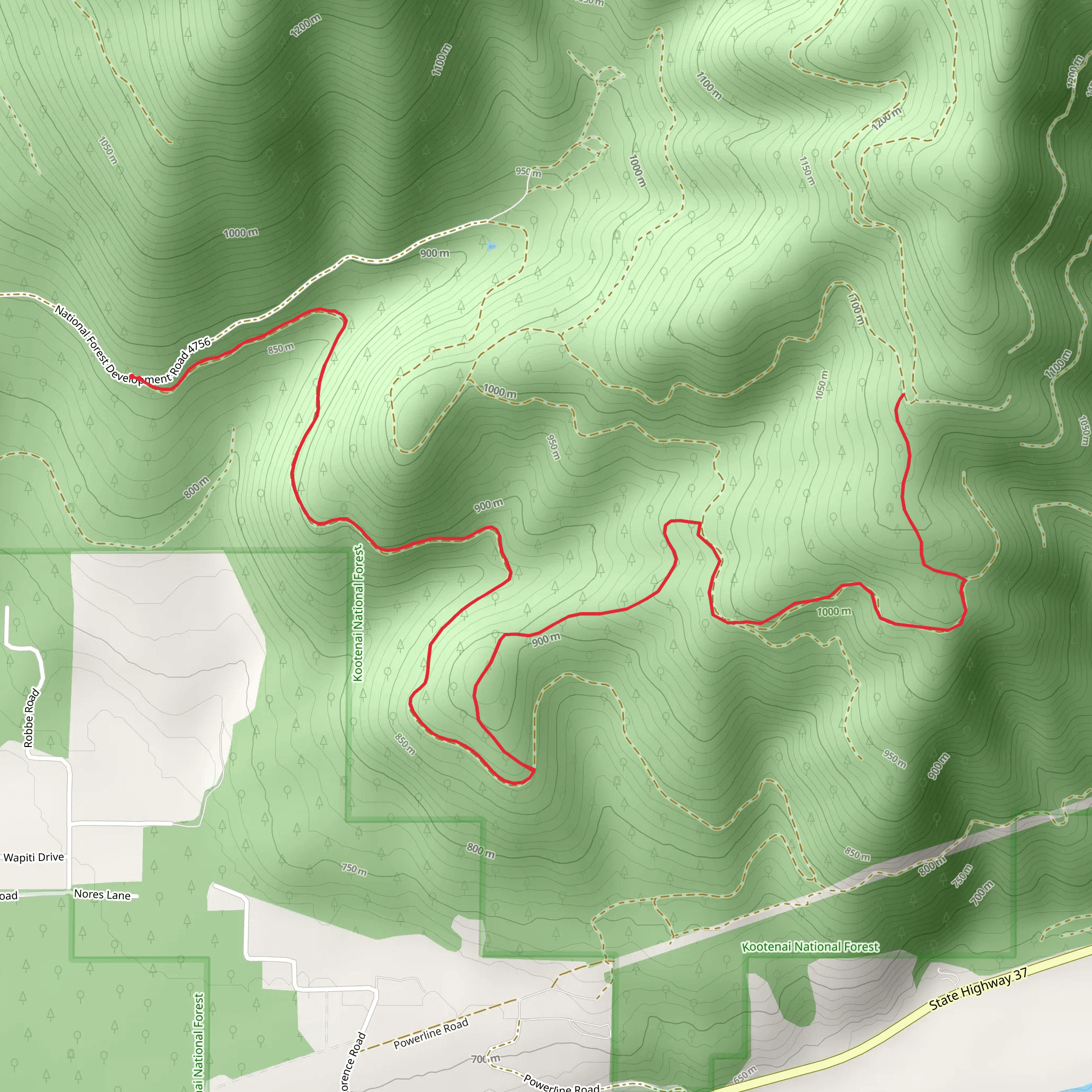 Sheldon Mountain B Trail mobile static map