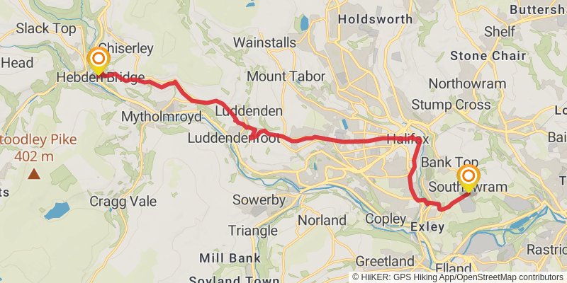 Todmorden to York Walk stage 2 Map