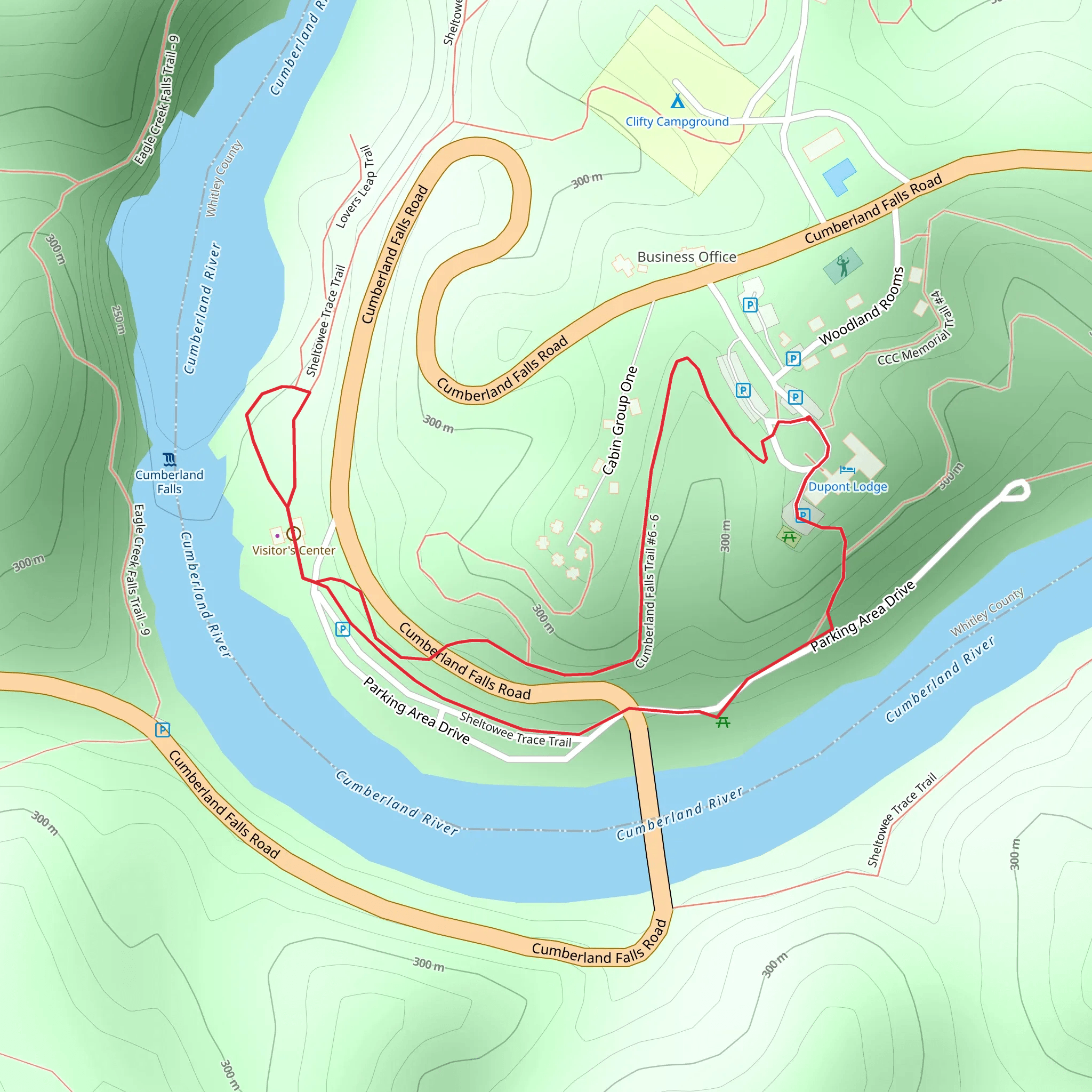 Cumberland Falls and Sheltowee Trace Loop Trail mobile static map