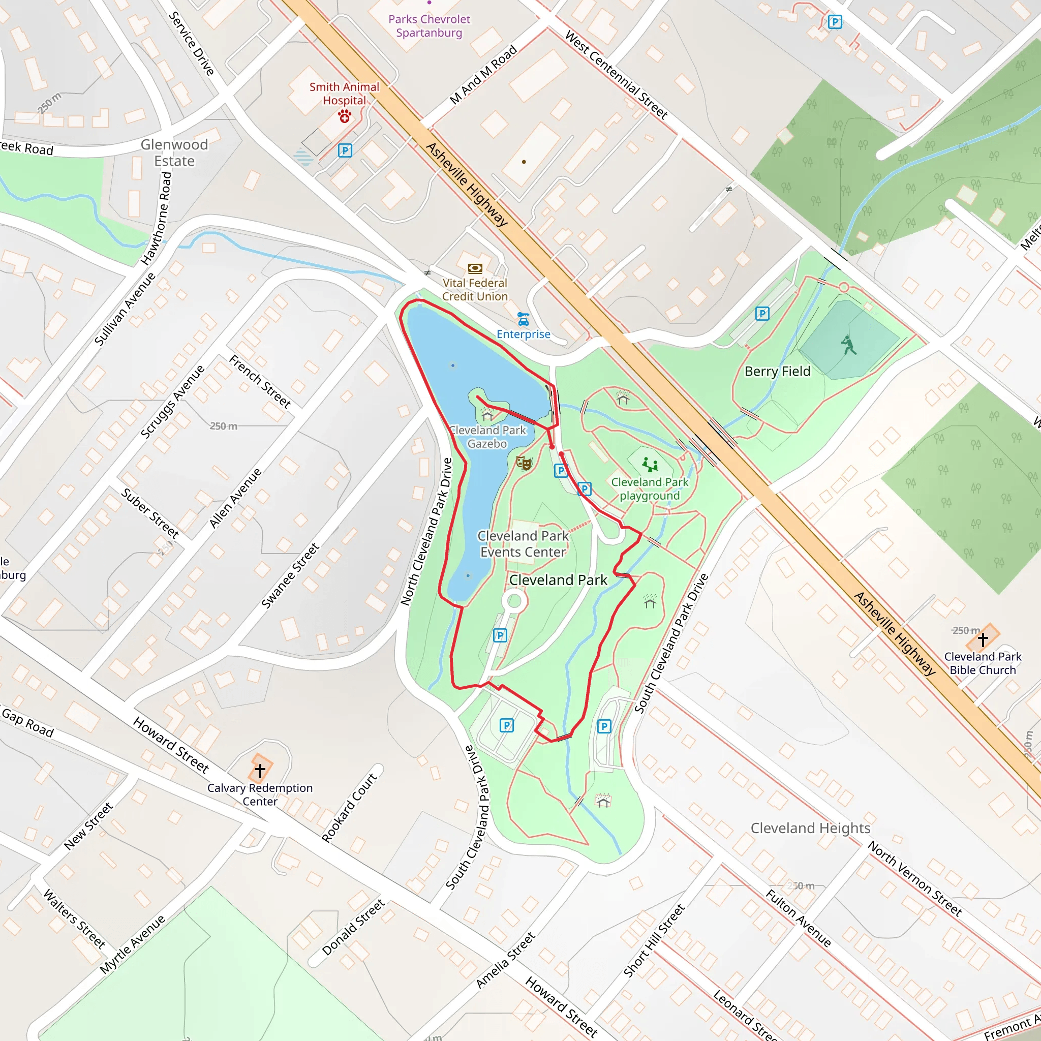 Cleveland Park and Lake Loop mobile static map
