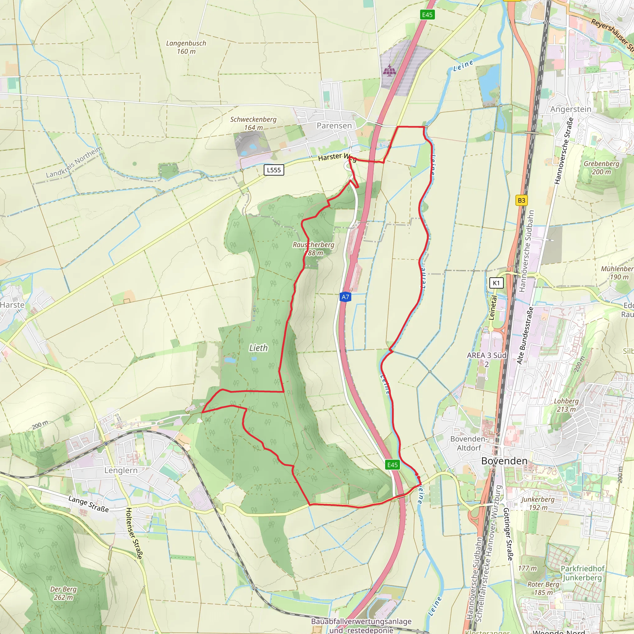 Rauscherberg and Lieth Loop via River Leine mobile static map