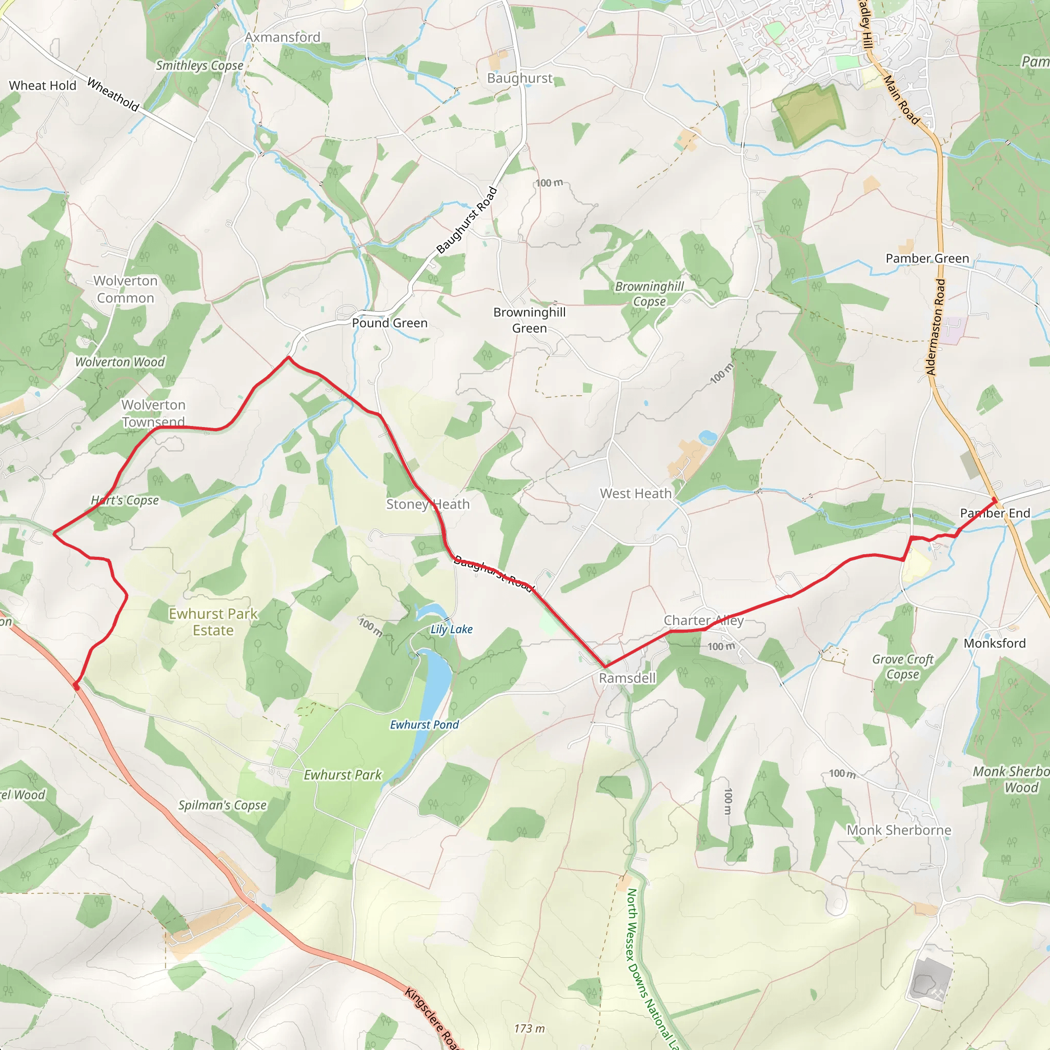 Pamber End Walk via Ramsdell Stone CIrcle mobile static map