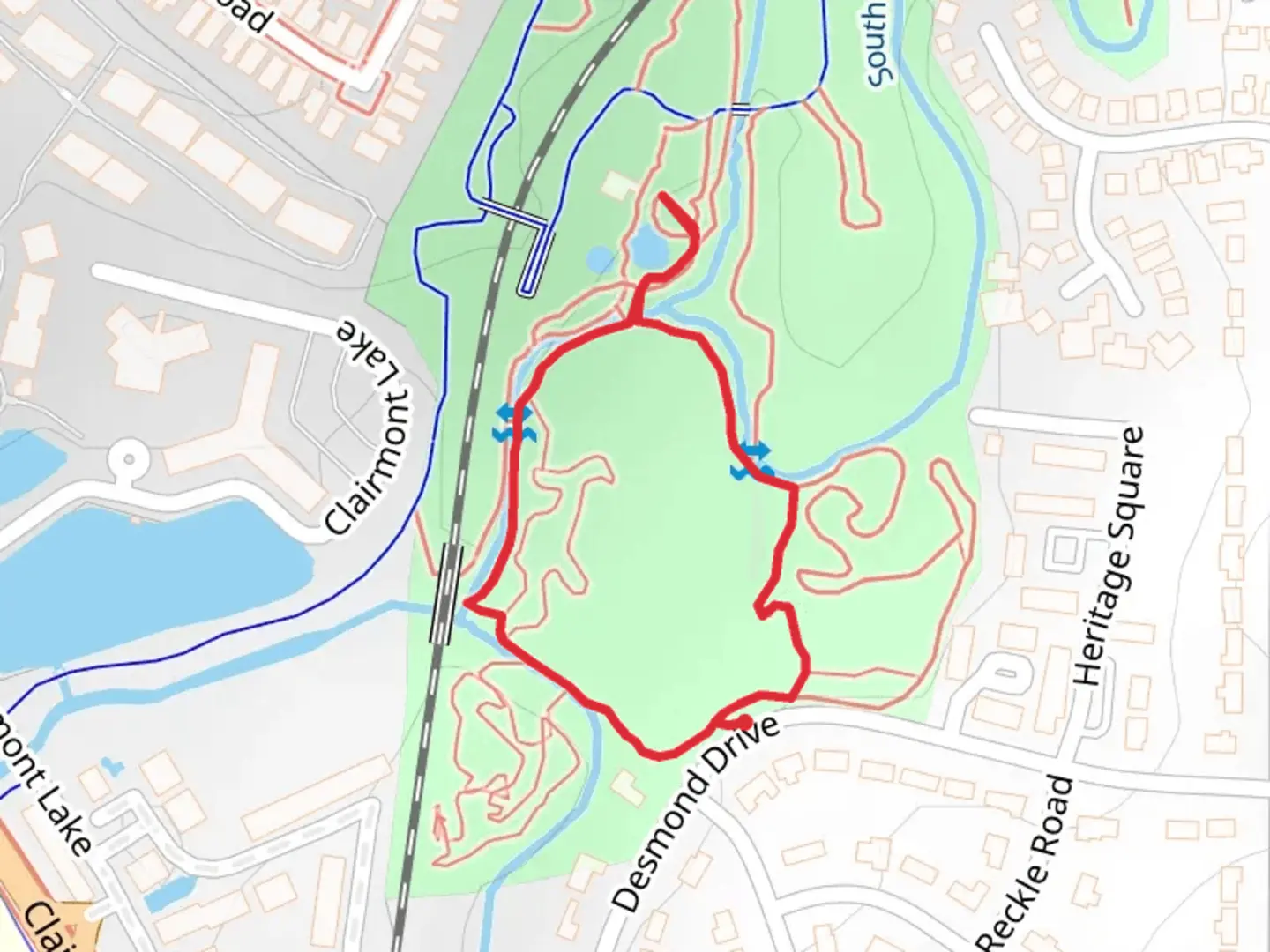 An image depicting the trail South Fork Peachtree Creek Loop and its surrounding area.