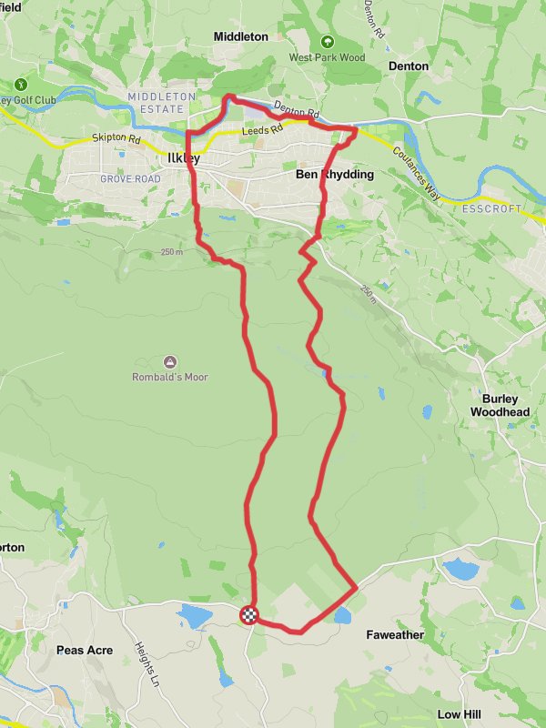 Faweather, Ilkley and Ben Rhydding Loop mobile static map