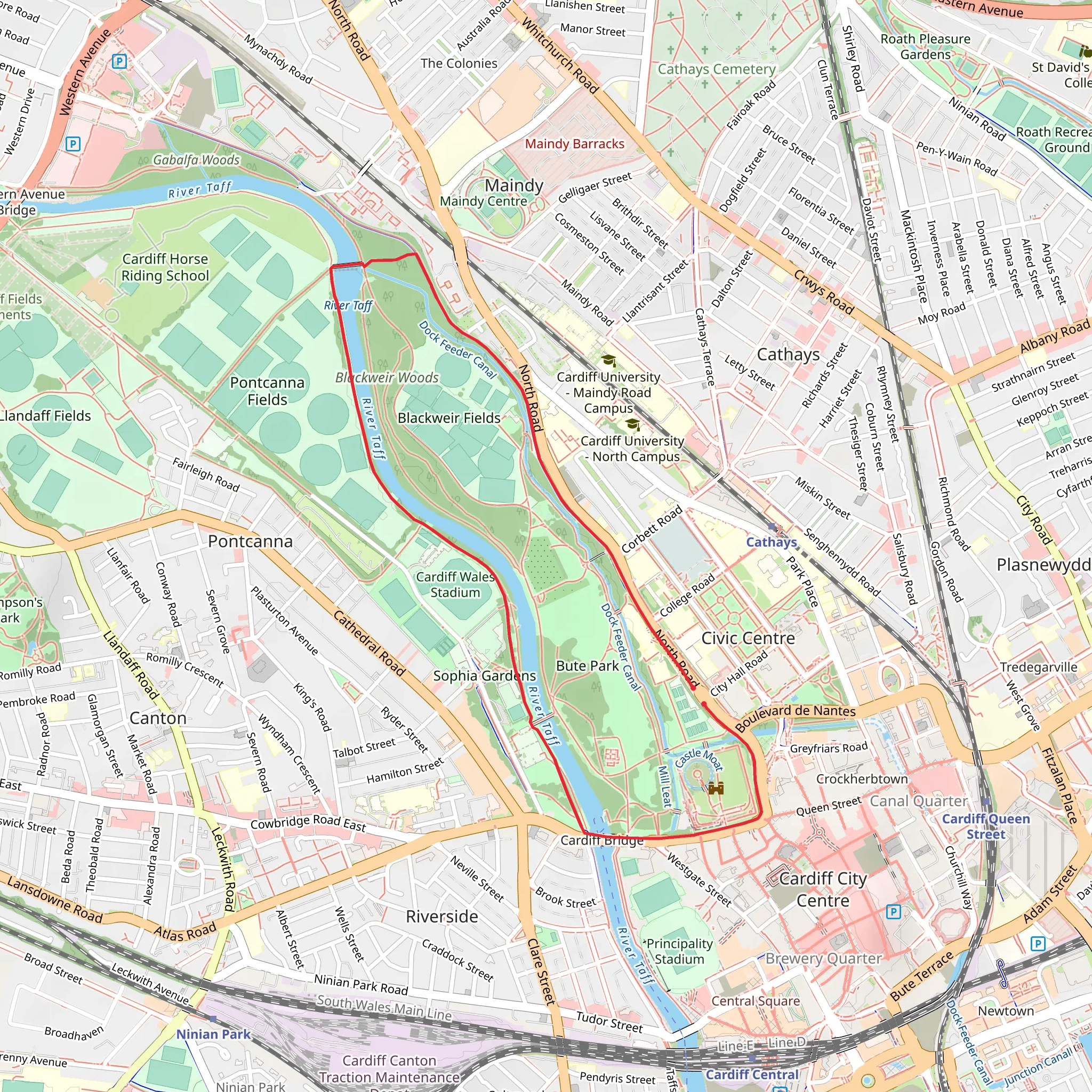 Bute Park Loop mobile static map