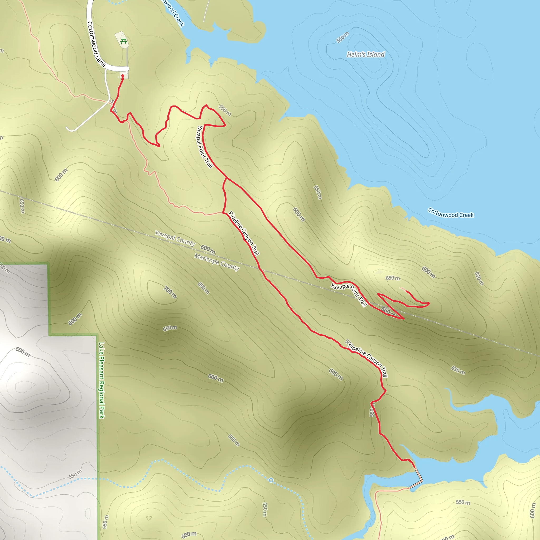 Pipeline Canyon Trail and Yavapai Point Trail mobile static map