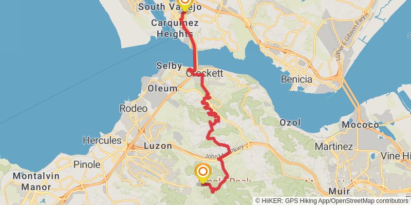 Bay Area Ridge Trail stage 25 Map