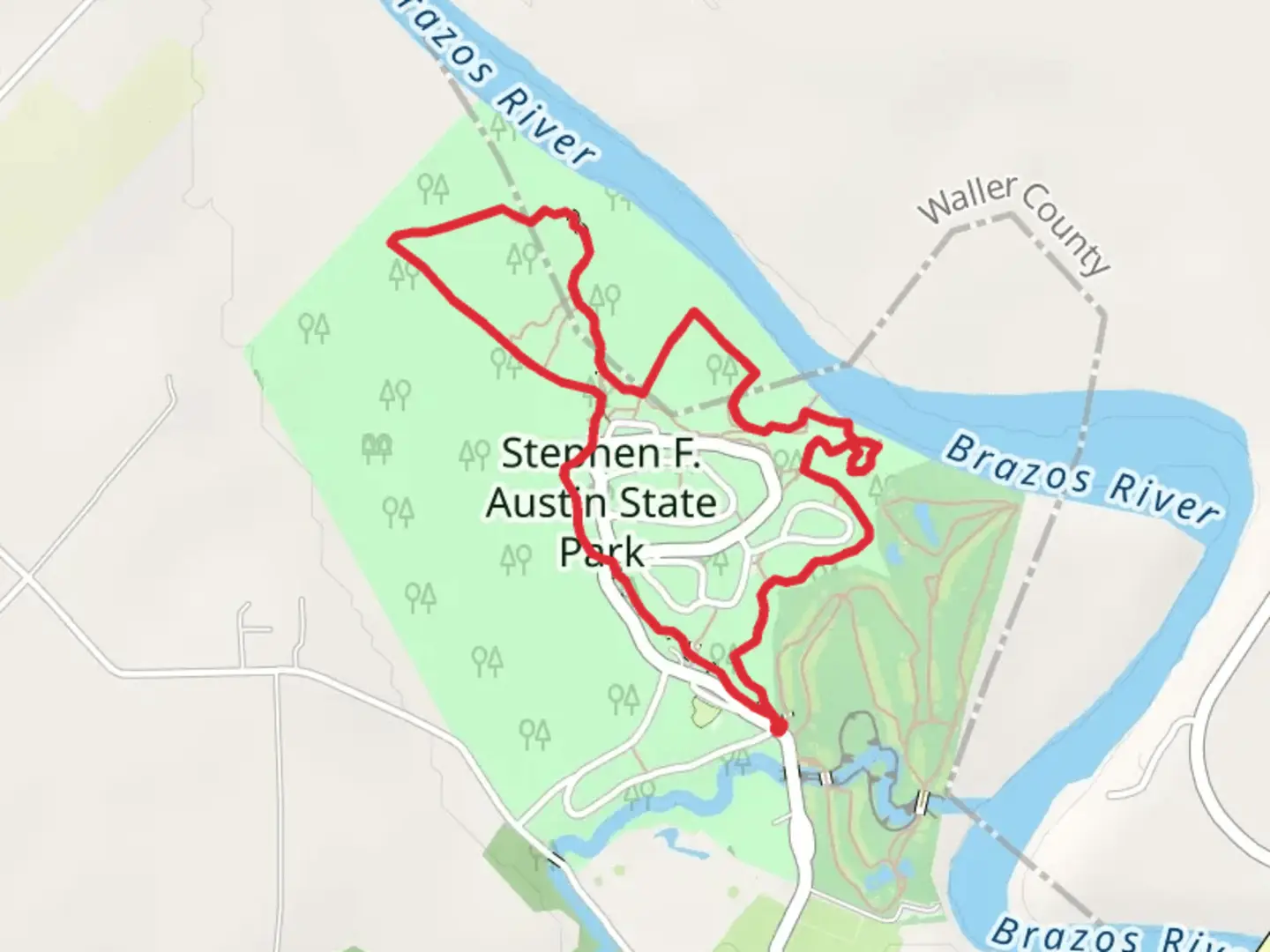 An image depicting the trail Pileated, Cottonwood and Ironwood Loop Trail and its surrounding area.