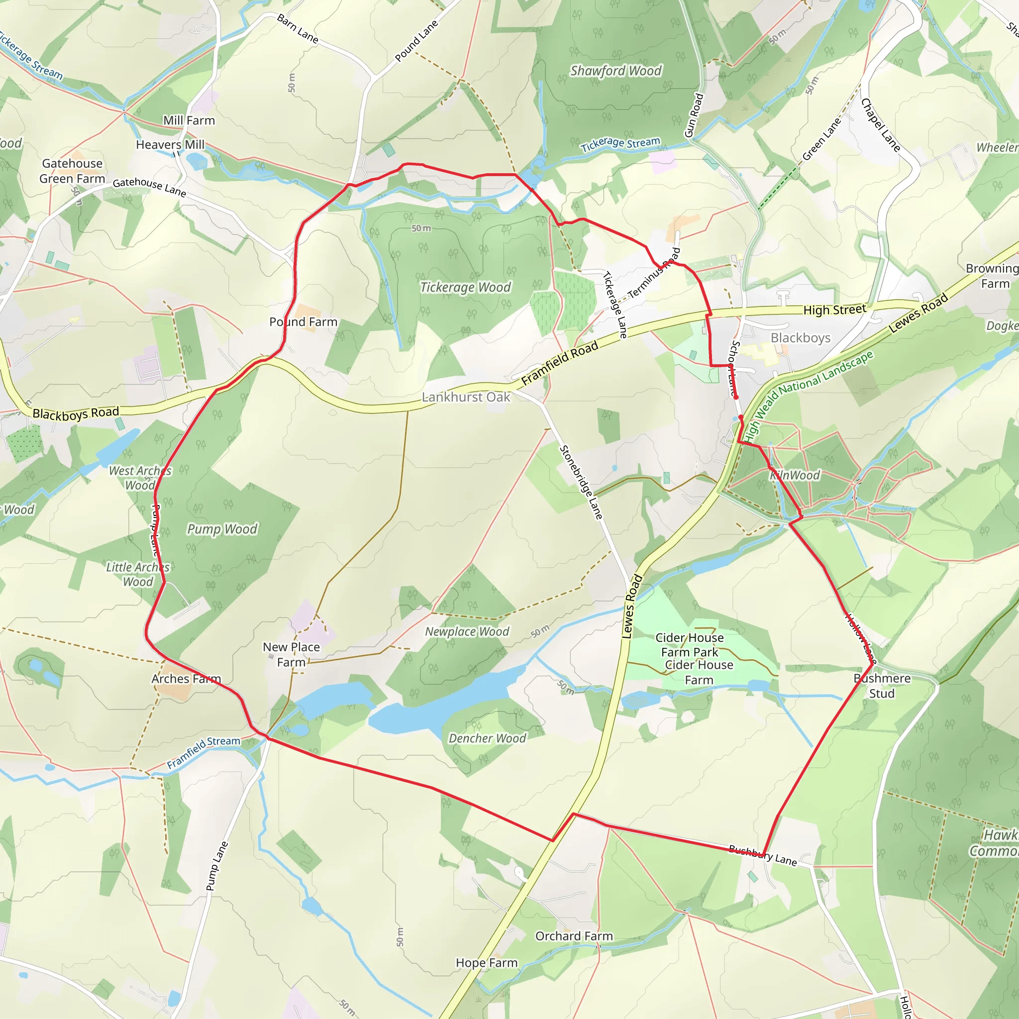Lankhurst Oak Circular Path mobile static map