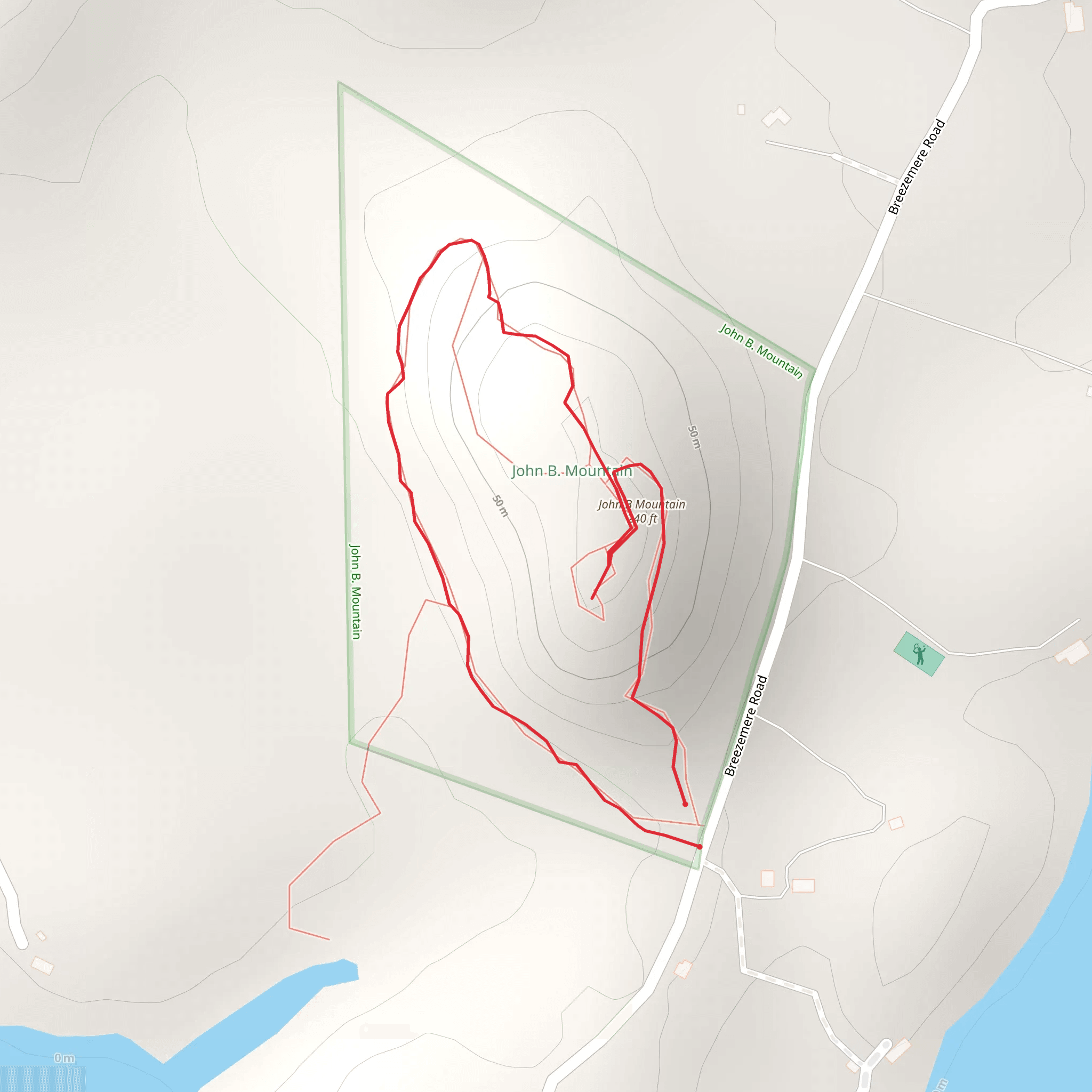 John B Mountain from Breezemere Road mobile static map