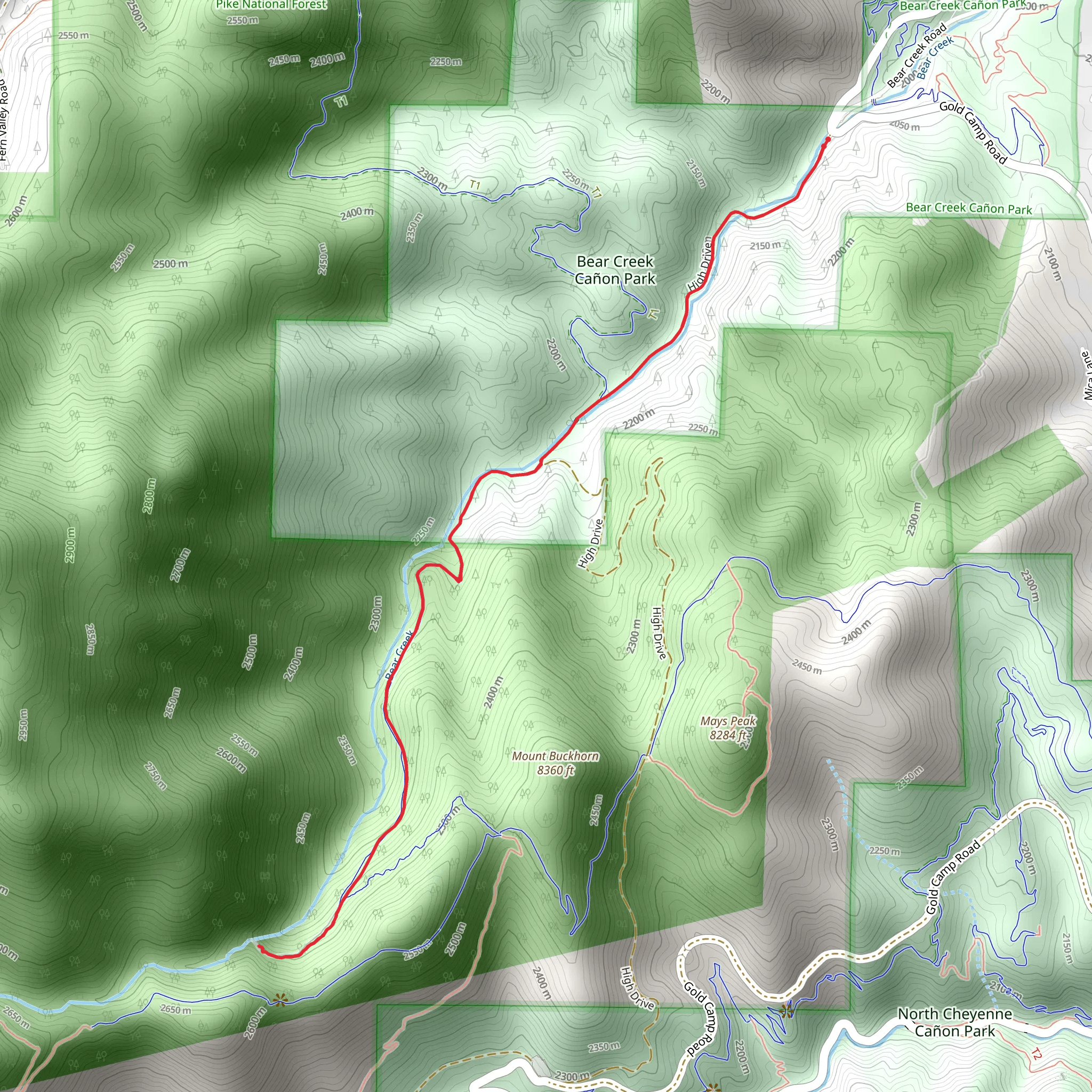 Bear Creek Trail mobile static map