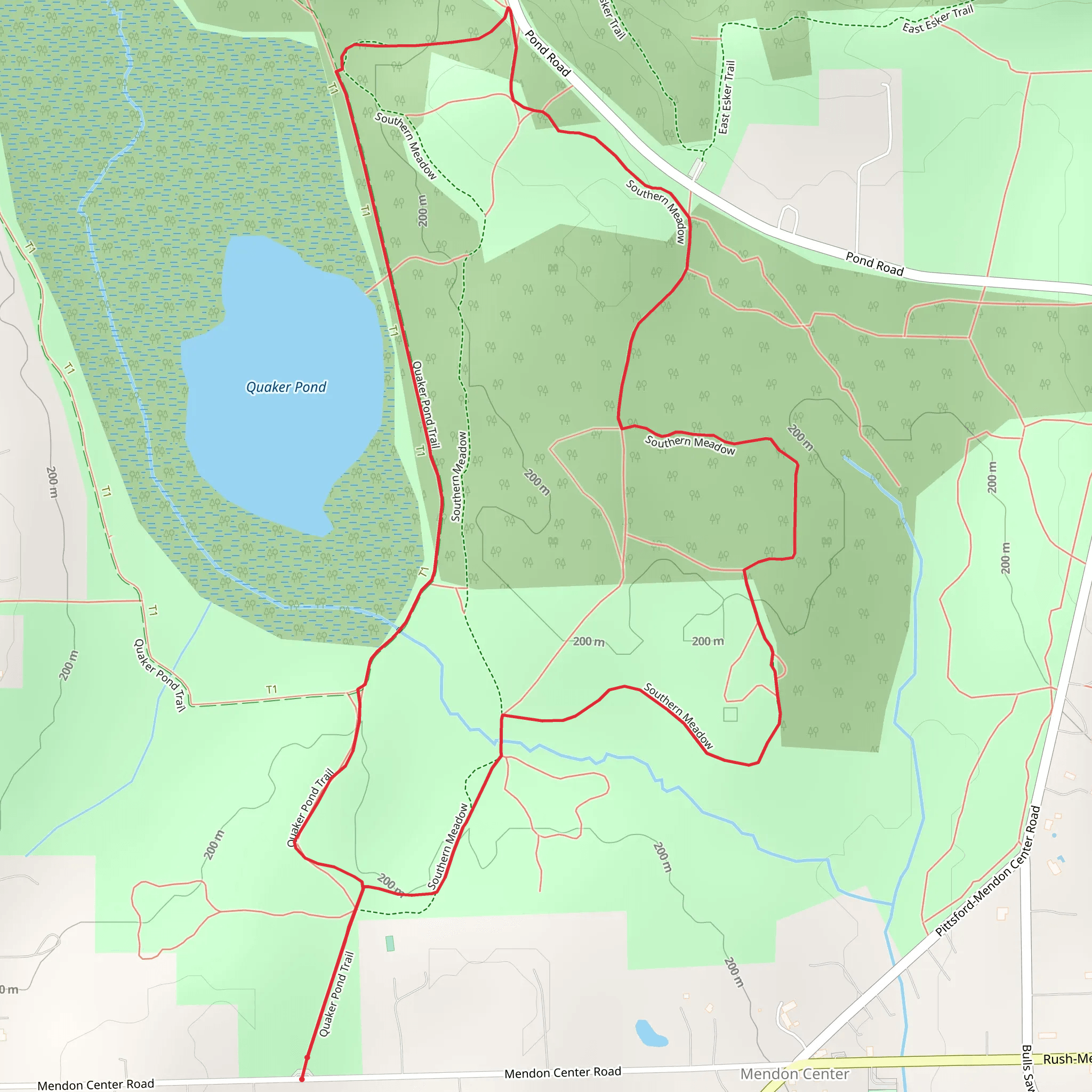 Quaker Pond and Southern Meadow Loop Trail mobile static map