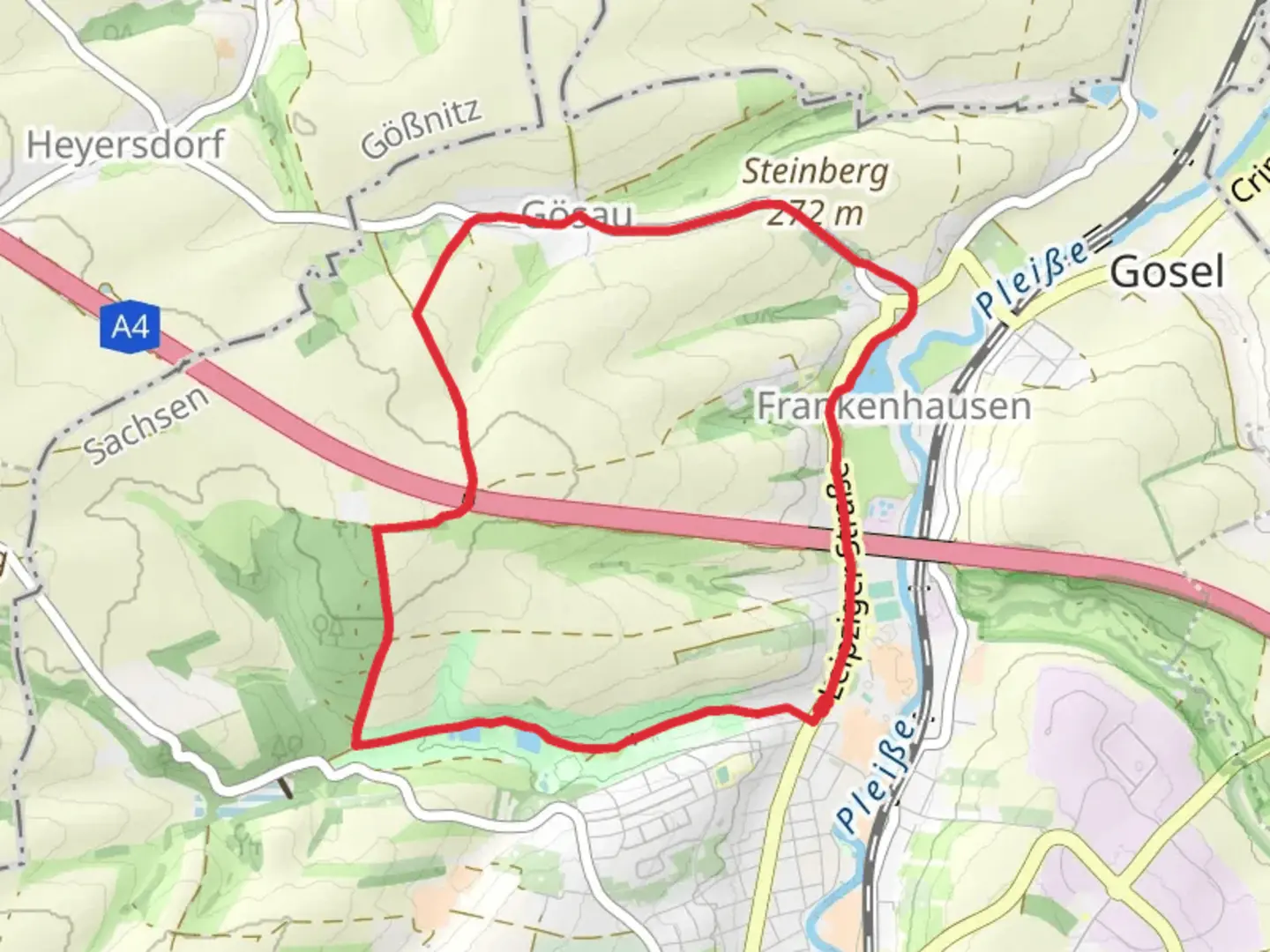 An image depicting the trail Gondelteich, Schwanteich and Hofteich via Lutherweg and its surrounding area.