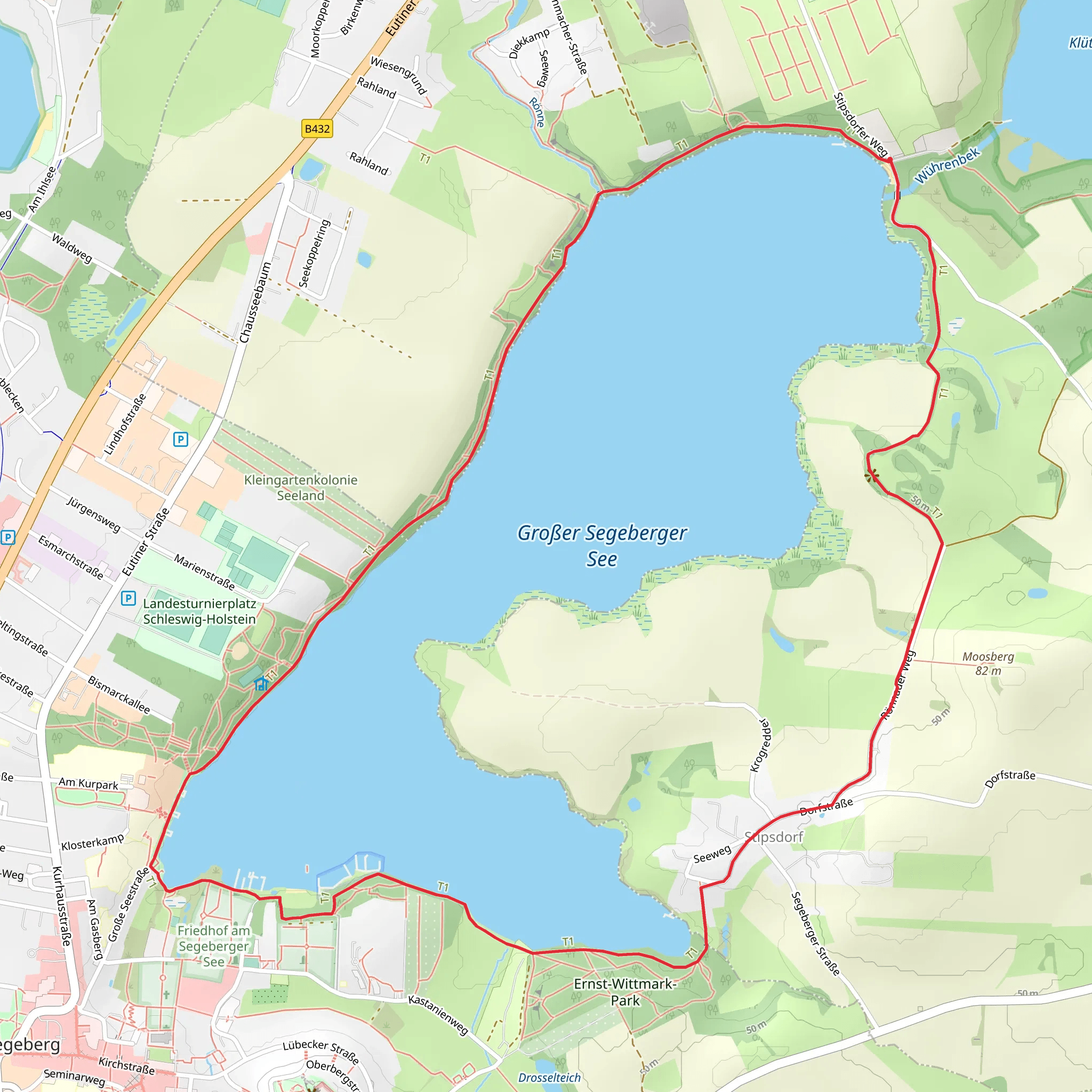 Großer Segeberger See Loop via Große See Runde mobile static map