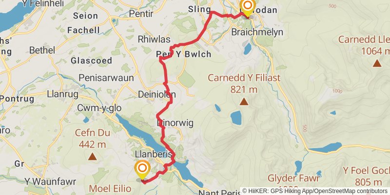 Four Valleys from Penygroes to Bethesda stage 2 Map
